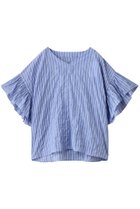 【ナナデコール/nanadecor】のユーカリストライプローズマリーVトップス 人気、トレンドファッション・服の通販 founy(ファニー) ファッション Fashion レディースファッション Fashion for Women トップス・カットソー Cut & Sew Tops ストライプ Stripe, Striped Pattern パジャマ Pajamas, Sleepwear フリル Frill, Ruffle リラックス Relax, Relaxed Fit 新作・新入荷 New Arrivals / New In thumbnail ブルー|ID: prp329100004616075 ipo3291000000033060976