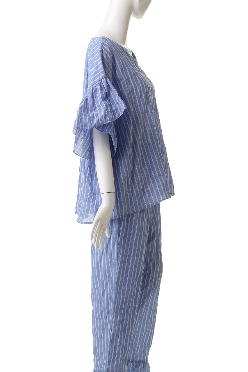 【ナナデコール/nanadecor】のユーカリストライプローズマリーVトップス 人気、トレンドファッション・服の通販 founy(ファニー) 　ファッション　Fashion　レディースファッション　Fashion for Women　トップス・カットソー　Cut & Sew Tops　ストライプ　Stripe, Striped Pattern　パジャマ　Pajamas, Sleepwear　フリル　Frill, Ruffle　リラックス　Relax, Relaxed Fit　新作・新入荷　New Arrivals / New In　other-3|ID: prp329100004616075 ipo3291000000033060980