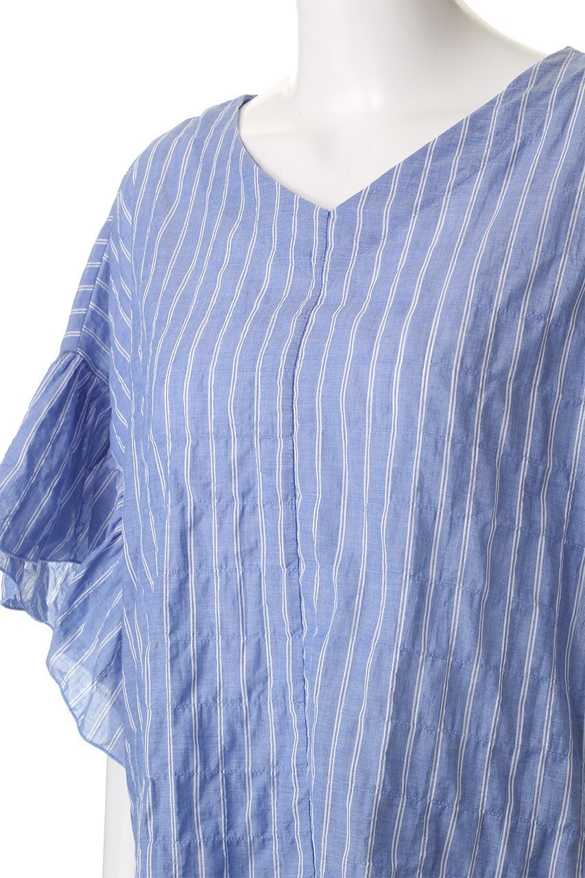 【ナナデコール/nanadecor】のユーカリストライプローズマリーVトップス 人気、トレンドファッション・服の通販 founy(ファニー) 　ファッション　Fashion　レディースファッション　Fashion for Women　トップス・カットソー　Cut & Sew Tops　ストライプ　Stripe, Striped Pattern　パジャマ　Pajamas, Sleepwear　フリル　Frill, Ruffle　リラックス　Relax, Relaxed Fit　新作・新入荷　New Arrivals / New In　other-5|ID: prp329100004616075 ipo3291000000033060984