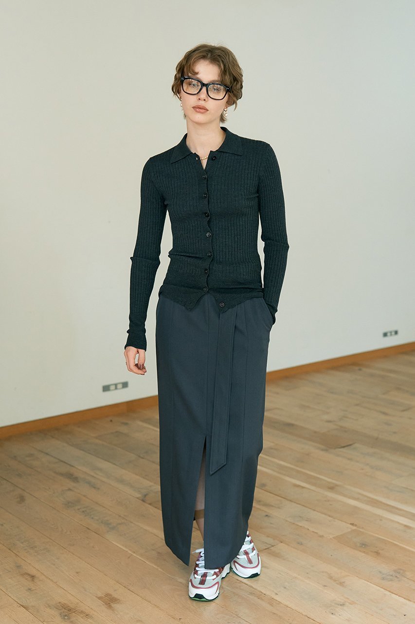 【デザイン ワークス/DESIGN WORKS】のフロントスリット切替えロングスカート 人気、トレンドファッション・服の通販 founy(ファニー) 　ファッション　Fashion　レディースファッション　Fashion for Women　スカート　Skirts　ロングスカート　Long Skirts / Maxi & Midi Skirts　ストレート　Straight, Straight Cut　スリット　Slit, Slit Detail　ダウン　Down, Puffer　フロント　Front, Front Design　ロング　Long, Long-Length　再入荷　Restock / Back in Stock　other-7|ID: prp329100004616078 ipo3291000000035815471