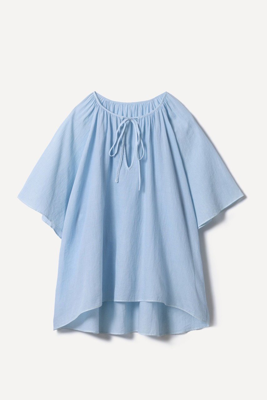 【プリスティン/PRISTINE】のカルゼブラウス(染) インテリア・キッズ・メンズ・レディースファッション・服の通販 founy(ファニー) 　ファッション　Fashion　レディースファッション　Fashion for Women　トップス・カットソー　Cut & Sew Tops　シャツ・ブラウス・オフィスカジュアル　Elegant Blouses & Button-Ups　春　Spring　秋　Autumn　ギャザー　Gathered, Ruffled　シアー　Sheer, See-Through　ショート　Short, Short Length　シンプル　Simple, Minimal　スリーブ　Sleeve, Long Sleeve / Short Sleeve　なめらか　Smooth, Silky Texture　バランス　Balance, Style Balance　夏　Summer　エレガント 上品　Elegant　新作・新入荷　New Arrivals / New In　サックス|ID: prp329100004616113 ipo3291000000033061779