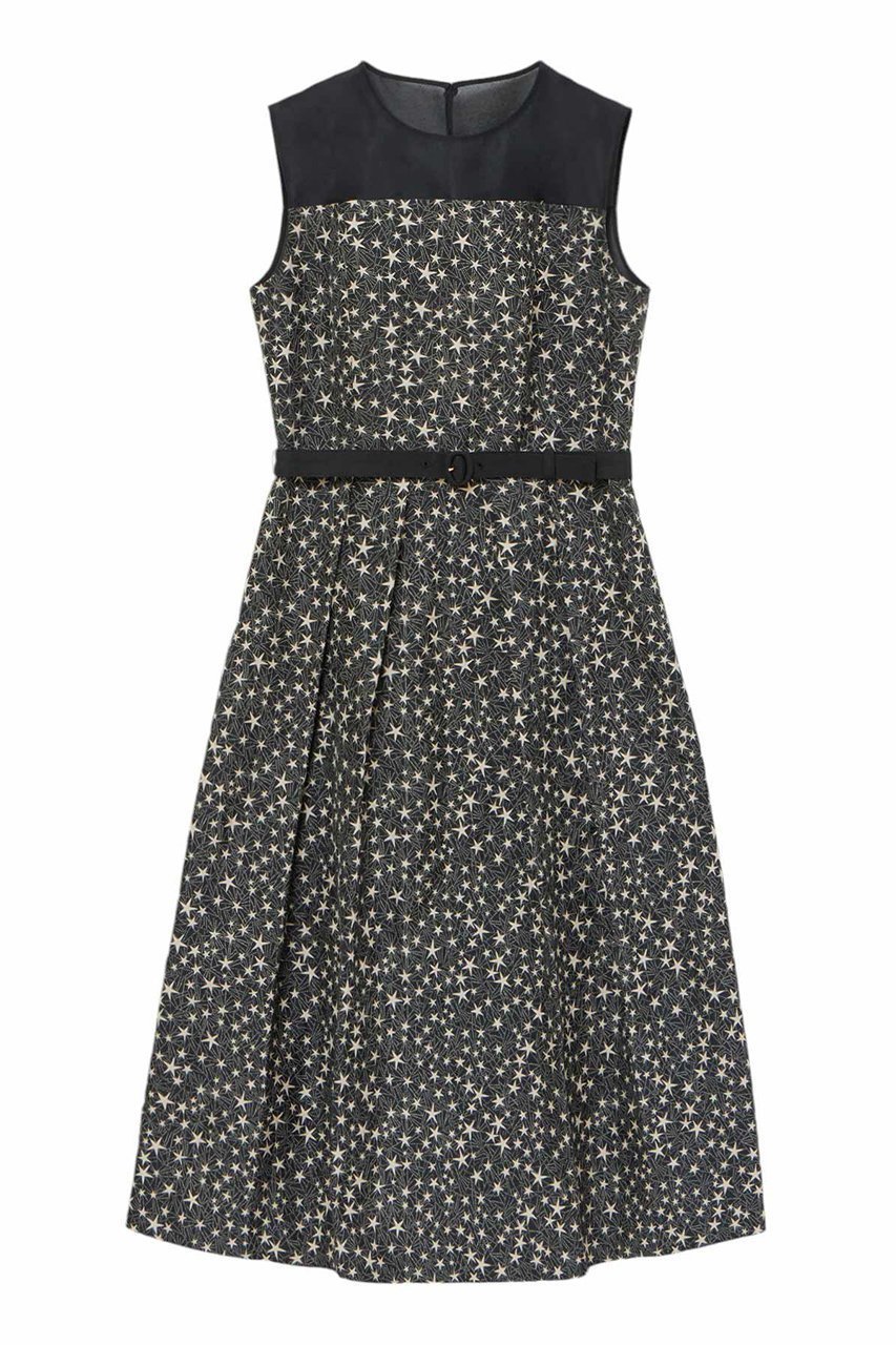 【アナイ/ANAYI】のスターダストジャガードシアーヨークワンピース インテリア・キッズ・メンズ・レディースファッション・服の通販 founy(ファニー) 　ファッション　Fashion　レディースファッション　Fashion for Women　ワンピース　Dresses　チュニック　Tunic Tops & Dresses　イタリア　Italy　エレガント 上品　Elegant　オーガンジー　Organza Fabric　コレクション　Collection, Seasonal Line　ジャカード／ジャガード　Jacquard, Woven Pattern　チュニック　Tunic, Long Top　テクスチャー　Texture, Textured Fabric　ノースリーブ　Sleeveless, No-Sleeve　バレエ　Ballet, Ballet Style　ビジュー　Bijou, Jewel-like Accent　フォルム　Silhouette, Form　フレア　Flare, Flared　ボレロ　Bolero, Short Cardigan　モチーフ　Motif, Design Theme　ヨーク　Yoke, Yoke Design　冬　Winter / This Winter　再入荷　Restock / Back in Stock　おすすめ　Recommended / Our Picks　ブラック|ID: prp329100004616885 ipo3291000000033075593