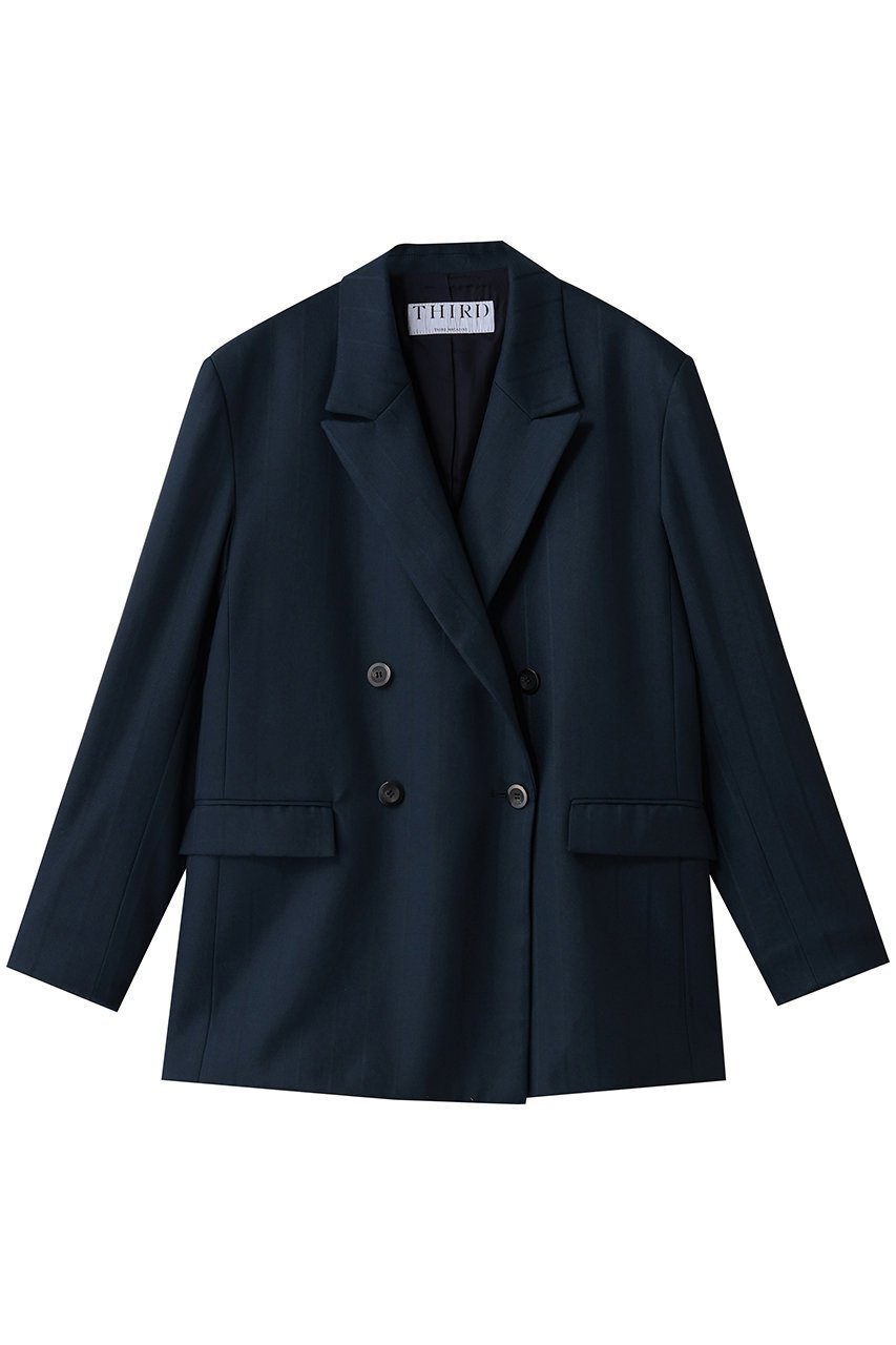 【サードマガジン/THIRD MAGAZINE】の袖リブジャケット インテリア・キッズ・メンズ・レディースファッション・服の通販 founy(ファニー) 　ファッション　Fashion　レディースファッション　Fashion for Women　アウター　Coat / Outerwear Collection　レディースジャケット・軽アウター　Jackets　ジャケット　Jacket, Outerwear　ストライプ　Stripe, Striped Pattern　セットアップ　Set-Up, Coordinated Outfit　リュクス　Luxury, Elegant, High-End, Chic　エレガント 上品　Elegant　ネイビー|ID: prp329100004616892 ipo3291000000034168460