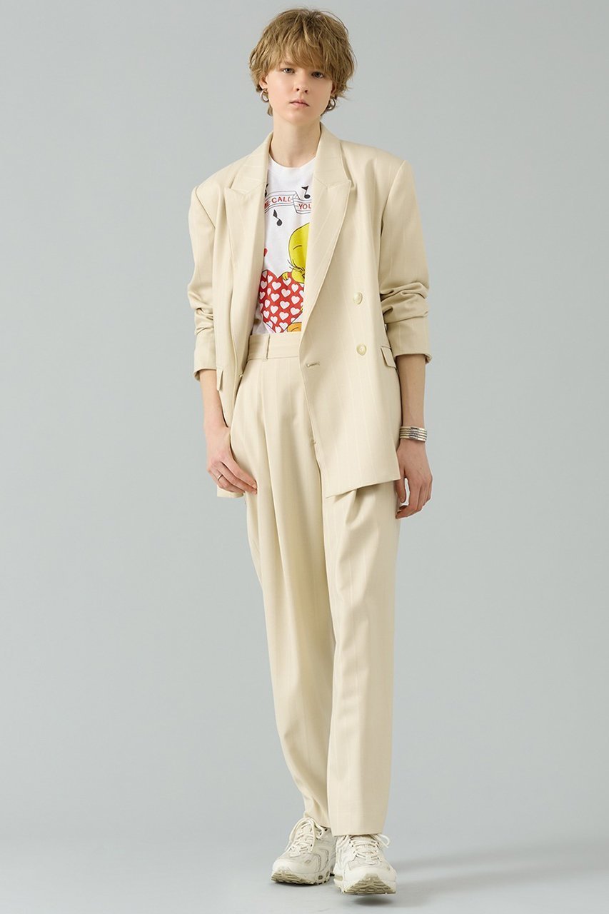 【サードマガジン/THIRD MAGAZINE】のテーパードパンツ インテリア・キッズ・メンズ・レディースファッション・服の通販 founy(ファニー) 　ファッション　Fashion　レディースファッション　Fashion for Women　パンツ　Pants & Trousers　ジャケット　Jacket, Outerwear　ストライプ　Stripe, Striped Pattern　セットアップ　Set-Up, Coordinated Outfit　リュクス　Luxury, Elegant, High-End, Chic　エレガント 上品　Elegant　ライトベージュ|ID: prp329100004616907 ipo3291000000033075815