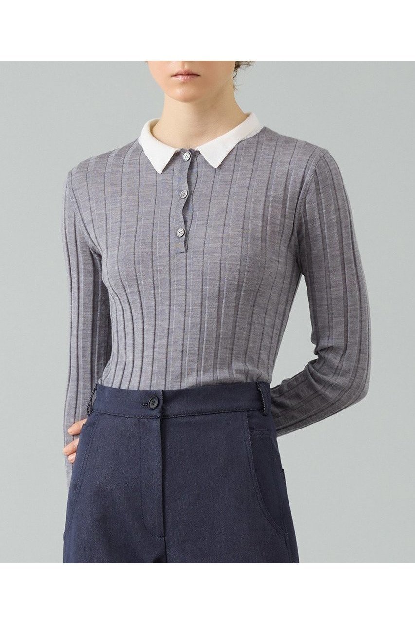 【サードマガジン/THIRD MAGAZINE】のポロニット インテリア・キッズ・メンズ・レディースファッション・服の通販 founy(ファニー) 　ファッション　Fashion　レディースファッション　Fashion for Women　トップス・カットソー　Cut & Sew Tops　ニット　Knit Tops & Sweaters　カジュアルプルオーバー・ニットトップス　Pullovers & Knit Tops / Casual Pullovers　2025年　2025　2025-2026秋冬・A/W　Autumn/Winter 2025–26 AW25–26　インナー　Innerwear　A/W・秋冬　Autumn/Winter　グレー|ID: prp329100004618156 ipo3291000000033099861