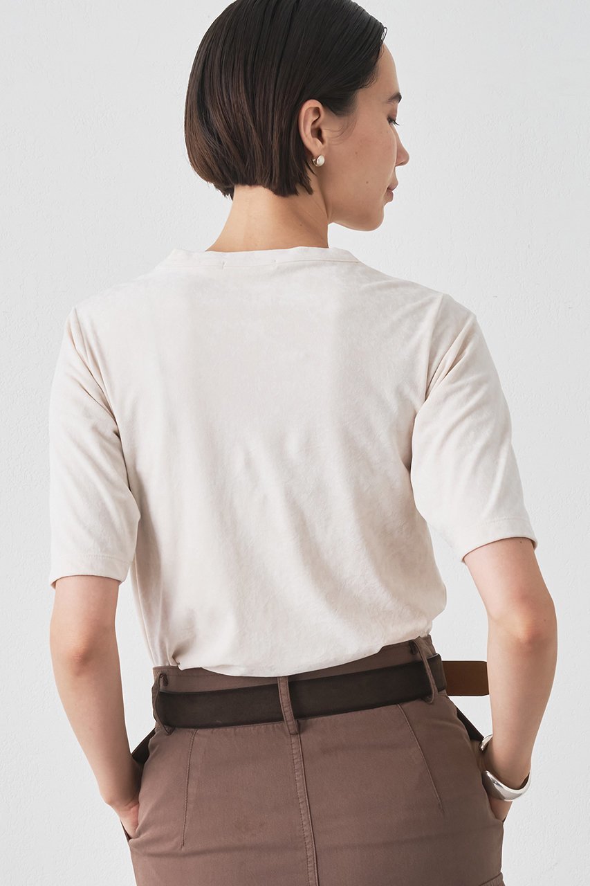 【ウィムガゼット/Whim Gazette】のトリアセベロアTEE 人気、トレンドファッション・服の通販 founy(ファニー) 　ファッション　Fashion　レディースファッション　Fashion for Women　トップス・カットソー　Cut & Sew Tops　シャツ・ブラウス・オフィスカジュアル　Elegant Blouses & Button-Ups　ロングTシャツ・Tシャツ　Longline T-Shirts & Tees　カットソー・ベーシックTシャツ　Cut-and-Sewn Tops / Stretch Tees & Basics　ベロアトップス　Velour Tops / Velvet-Look Items　おすすめ　Recommended / Our Picks　カットソー　Cut and Sewn Top　コンパクト　Compact, Small Size　ショート　Short, Short Length　シンプル　Simple, Minimal　ストレッチ　Stretch, Stretchy Fabric　スリーブ　Sleeve, Long Sleeve / Short Sleeve　フェミニン　Feminine, Girly　ベロア　Velour, Soft Velvet　ボトム　Bottoms, Lower Wear　エレガント 上品　Elegant　other-4|ID: prp329100004619128 ipo3291000000035300855