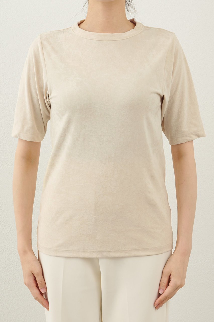 【ウィムガゼット/Whim Gazette】のトリアセベロアTEE 人気、トレンドファッション・服の通販 founy(ファニー) 　ファッション　Fashion　レディースファッション　Fashion for Women　トップス・カットソー　Cut & Sew Tops　シャツ・ブラウス・オフィスカジュアル　Elegant Blouses & Button-Ups　ロングTシャツ・Tシャツ　Longline T-Shirts & Tees　カットソー・ベーシックTシャツ　Cut-and-Sewn Tops / Stretch Tees & Basics　ベロアトップス　Velour Tops / Velvet-Look Items　おすすめ　Recommended / Our Picks　カットソー　Cut and Sewn Top　コンパクト　Compact, Small Size　ショート　Short, Short Length　シンプル　Simple, Minimal　ストレッチ　Stretch, Stretchy Fabric　スリーブ　Sleeve, Long Sleeve / Short Sleeve　フェミニン　Feminine, Girly　ベロア　Velour, Soft Velvet　ボトム　Bottoms, Lower Wear　エレガント 上品　Elegant　other-7|ID: prp329100004619128 ipo3291000000035300859