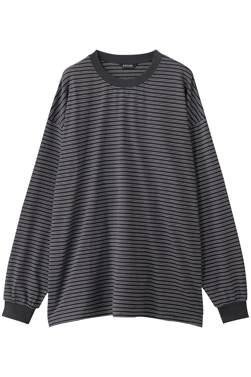 【エビコン/EVCON】の【UNISEX】BORDER WIDE L/S T-SHIRT ロングスリーブTシャツ インテリア・キッズ・メンズ・レディースファッション・服の通販 founy(ファニー) 　ファッション　Fashion　レディースファッション　Fashion for Women　トップス・カットソー　Cut & Sew Tops　シャツ・ブラウス・オフィスカジュアル　Elegant Blouses & Button-Ups　ロングTシャツ・Tシャツ　Longline T-Shirts & Tees　カットソー・ベーシックTシャツ　Cut-and-Sewn Tops / Stretch Tees & Basics　2025年　2025　2025-2026秋冬・A/W　Autumn/Winter 2025–26 AW25–26　ユニセックス　Unisex, Genderless　スリーブ　Sleeve, Long Sleeve / Short Sleeve　ボトム　Bottoms, Lower Wear　ボーダー　Border, Stripe　ロング　Long, Long-Length　定番　Standard, Basic Item　無地　Plain, Solid Color　A/W・秋冬　Autumn/Winter　CHARCOAL|ID: prp329100004619131 ipo3291000000033123836