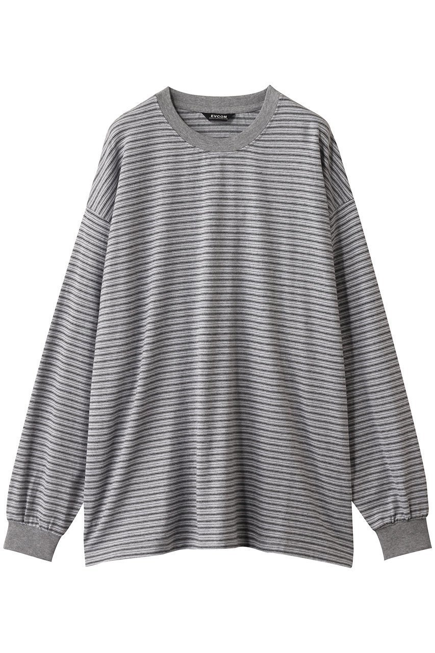 【エビコン/EVCON】の【UNISEX】BORDER WIDE L/S T-SHIRT ロングスリーブTシャツ インテリア・キッズ・メンズ・レディースファッション・服の通販 founy(ファニー) 　ファッション　Fashion　レディースファッション　Fashion for Women　トップス・カットソー　Cut & Sew Tops　シャツ・ブラウス・オフィスカジュアル　Elegant Blouses & Button-Ups　ロングTシャツ・Tシャツ　Longline T-Shirts & Tees　カットソー・ベーシックTシャツ　Cut-and-Sewn Tops / Stretch Tees & Basics　2025年　2025　2025-2026秋冬・A/W　Autumn/Winter 2025–26 AW25–26　ユニセックス　Unisex, Genderless　スリーブ　Sleeve, Long Sleeve / Short Sleeve　バランス　Balance, Style Balance　ベーシック　Basic, Essential　ボーダー　Border, Stripe　リラックス　Relax, Relaxed Fit　ロング　Long, Long-Length　定番　Standard, Basic Item　旅行　Travel　A/W・秋冬　Autumn/Winter　GRAY|ID: prp329100004619132 ipo3291000000033123842