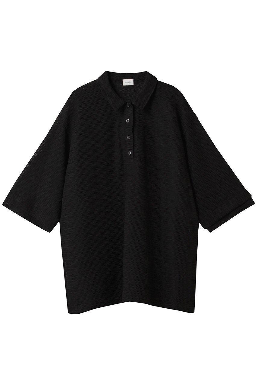 【マノフ/MANOF】のMESH POLO SHIRTS Tシャツ・カットソー インテリア・キッズ・メンズ・レディースファッション・服の通販 founy(ファニー) 　ファッション　Fashion　レディースファッション　Fashion for Women　トップス・カットソー　Cut & Sew Tops　シャツ・ブラウス・オフィスカジュアル　Elegant Blouses & Button-Ups　ロングTシャツ・Tシャツ　Longline T-Shirts & Tees　ポロシャツ・きれいめカジュアル　Smart-Casual Polo Tops　カットソー・ベーシックTシャツ　Cut-and-Sewn Tops / Stretch Tees & Basics　2025年　2025　2025-2026秋冬・A/W　Autumn/Winter 2025–26 AW25–26　おすすめ　Recommended / Our Picks　カットソー　Cut and Sewn Top　ショート　Short, Short Length　スリット　Slit, Slit Detail　スリーブ　Sleeve, Long Sleeve / Short Sleeve　フォルム　Silhouette, Form　メッシュ　Mesh, Net Fabric　ワイド　Wide, Wide Fit　夏　Summer　A/W・秋冬　Autumn/Winter　BLACK|ID: prp329100004619133 ipo3291000000033123849