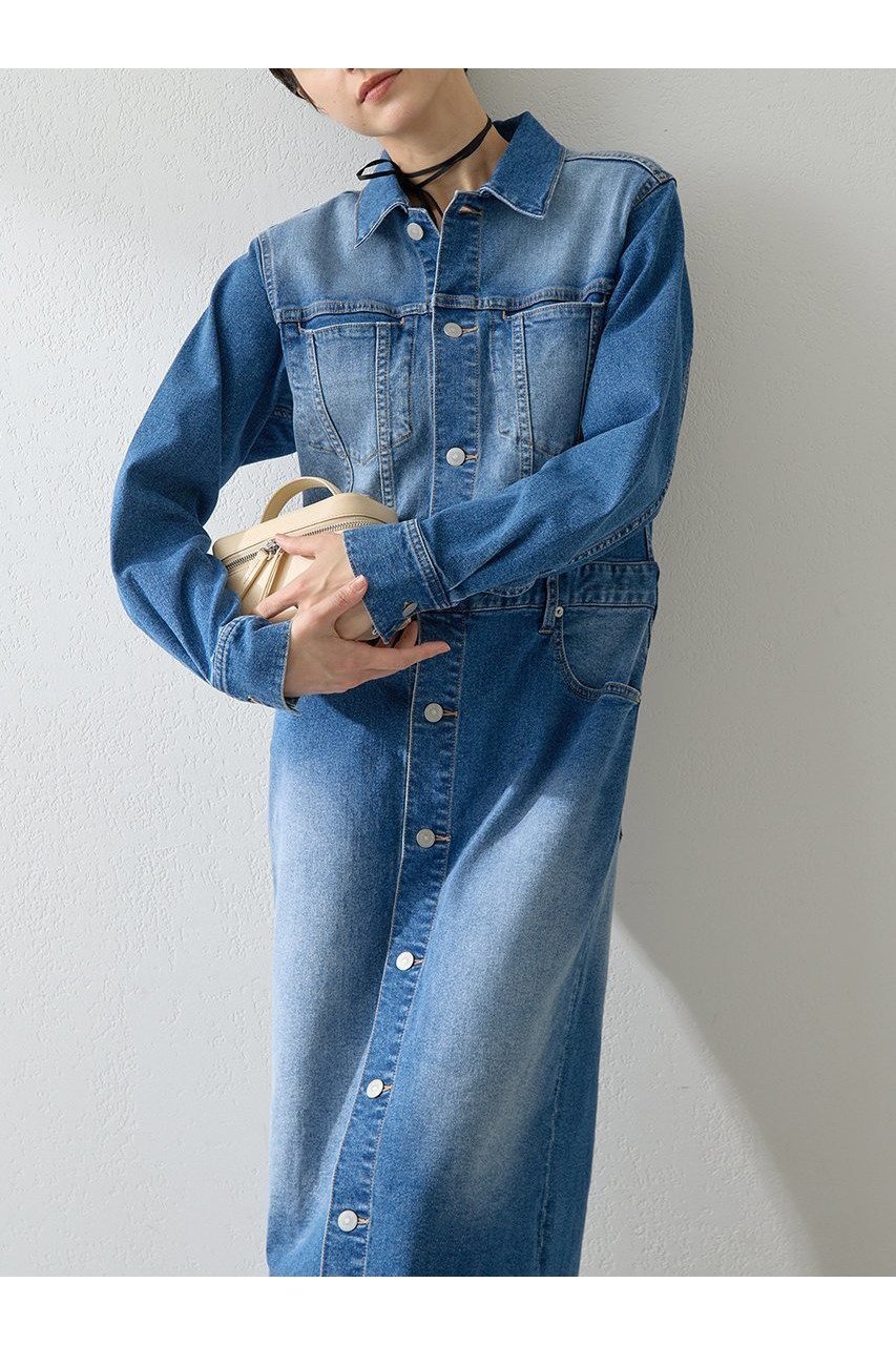 【ウィムガゼット/Whim Gazette】のストレッチデニムワンピース 人気、トレンドファッション・服の通販 founy(ファニー) 　ファッション　Fashion　レディースファッション　Fashion for Women　ワンピース　Dresses　チュニック　Tunic Tops & Dresses　スタイリッシュ　Stylish, Fashionable　ストレッチ　Stretch, Stretchy Fabric　スリット　Slit, Slit Detail　チュニック　Tunic, Long Top　デニム　Denim, Jeans Material　フロント　Front, Front Design　ロング　Long, Long-Length　A/W・秋冬　Autumn/Winter　2025年　2025　2025-2026秋冬・A/W　Autumn/Winter 2025–26 AW25–26　other-2|ID: prp329100004619140 ipo3291000000033123916