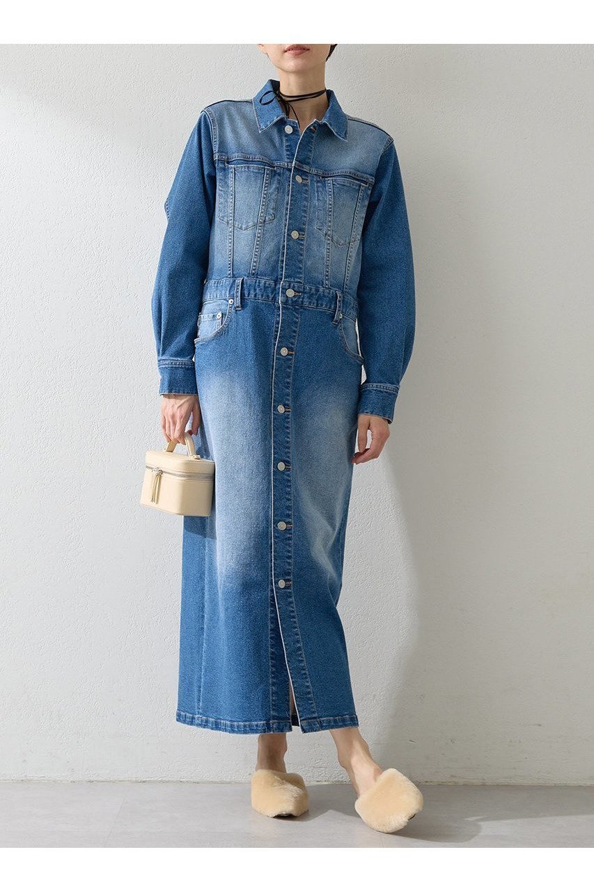 【ウィムガゼット/Whim Gazette】のストレッチデニムワンピース 人気、トレンドファッション・服の通販 founy(ファニー) 　ファッション　Fashion　レディースファッション　Fashion for Women　ワンピース　Dresses　チュニック　Tunic Tops & Dresses　スタイリッシュ　Stylish, Fashionable　ストレッチ　Stretch, Stretchy Fabric　スリット　Slit, Slit Detail　チュニック　Tunic, Long Top　デニム　Denim, Jeans Material　フロント　Front, Front Design　ロング　Long, Long-Length　A/W・秋冬　Autumn/Winter　2025年　2025　2025-2026秋冬・A/W　Autumn/Winter 2025–26 AW25–26　other-5|ID: prp329100004619140 ipo3291000000033123919