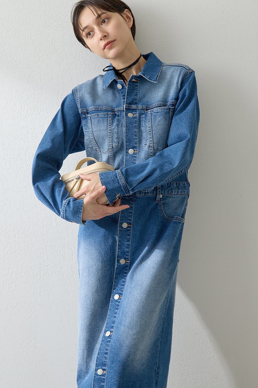 【ウィムガゼット/Whim Gazette】のストレッチデニムワンピース 人気、トレンドファッション・服の通販 founy(ファニー) 　ファッション　Fashion　レディースファッション　Fashion for Women　ワンピース　Dresses　チュニック　Tunic Tops & Dresses　スタイリッシュ　Stylish, Fashionable　ストレッチ　Stretch, Stretchy Fabric　スリット　Slit, Slit Detail　チュニック　Tunic, Long Top　デニム　Denim, Jeans Material　フロント　Front, Front Design　ロング　Long, Long-Length　other-2|ID: prp329100004619140 ipo3291000000036225531