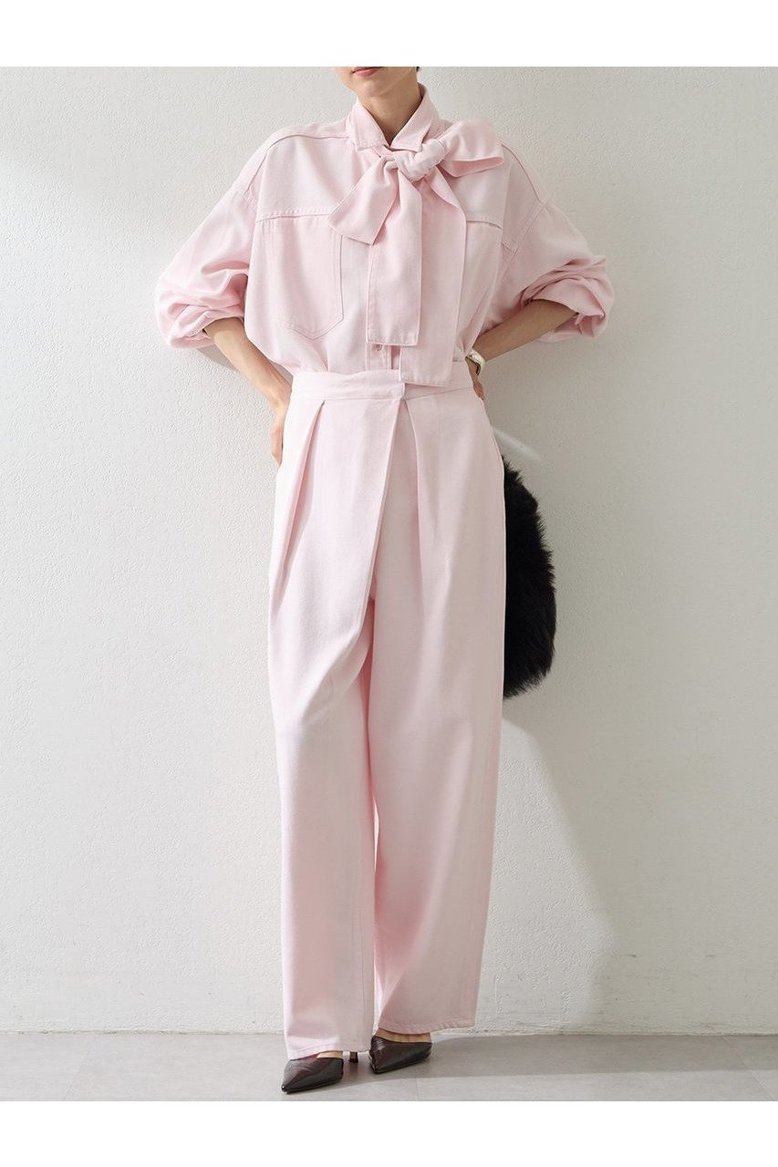【ウィムガゼット/Whim Gazette】のデニムボウタイシャツ 人気、トレンドファッション・服の通販 founy(ファニー) 　ファッション　Fashion　レディースファッション　Fashion for Women　トップス・カットソー　Cut & Sew Tops　シャツ・ブラウス・オフィスカジュアル　Elegant Blouses & Button-Ups　シンプル　Simple, Minimal　スリーブ　Sleeve, Long Sleeve / Short Sleeve　セットアップ　Set-Up, Coordinated Outfit　デニム　Denim, Jeans Material　ドレープ　Drape, Draping Fabric　バランス　Balance, Style Balance　フェミニン　Feminine, Girly　ブリーチ　Bleach, Washed Finish　ロング　Long, Long-Length　A/W・秋冬　Autumn/Winter　おすすめ　Recommended / Our Picks　2025年　2025　2025-2026秋冬・A/W　Autumn/Winter 2025–26 AW25–26　other-2|ID: prp329100004619145 ipo3291000000033123955