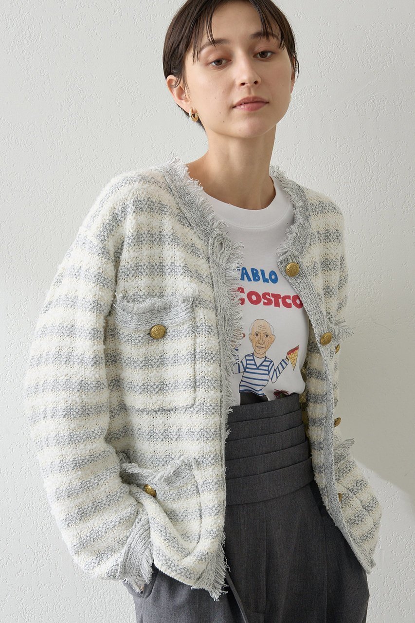 【ウィムガゼット/Whim Gazette】のツィードニットジャケット 人気、トレンドファッション・服の通販 founy(ファニー) 　ファッション　Fashion　レディースファッション　Fashion for Women　アウター　Coat / Outerwear Collection　レディースジャケット・軽アウター　Jackets　おすすめ　Recommended / Our Picks　カーディガン　Cardigan, Knitwear　クラシカル　Classical, Vintage-Inspired　ジャケット　Jacket, Outerwear　ツイード　Twill, Twill Weave　フリンジ　Fringe, Tassel　ミックス　Mix, Mixed Style　エレガント 上品　Elegant　other-6|ID: prp329100004619152 ipo3291000000035375032