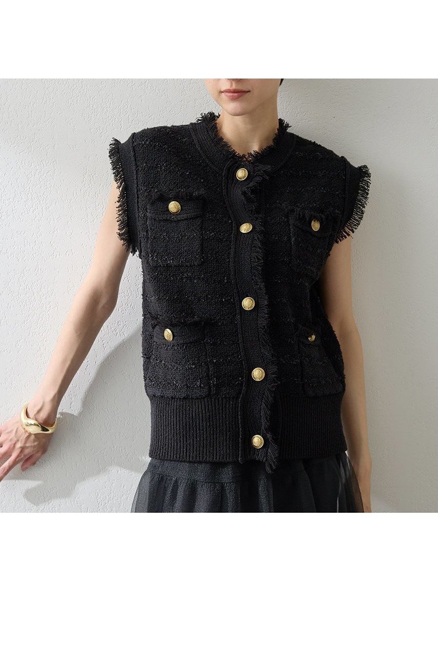 【ウィムガゼット/Whim Gazette】のツィードニットジレ 人気、トレンドファッション・服の通販 founy(ファニー) 　ファッション　Fashion　レディースファッション　Fashion for Women　アウター　Coat / Outerwear Collection　レディースジャケット・軽アウター　Jackets　2025年　2025　2025-2026秋冬・A/W　Autumn/Winter 2025–26 AW25–26　クラシカル　Classical, Vintage-Inspired　クラシック　Classic, Timeless Style　ジャケット　Jacket, Outerwear　ツイード　Twill, Twill Weave　ベスト　Vest, Waistcoat　ミックス　Mix, Mixed Style　モダン　Modern, Contemporary　ラグジュアリー　Luxury, Elegant　A/W・秋冬　Autumn/Winter　 other-1|ID: prp329100004619153 ipo3291000000033124037