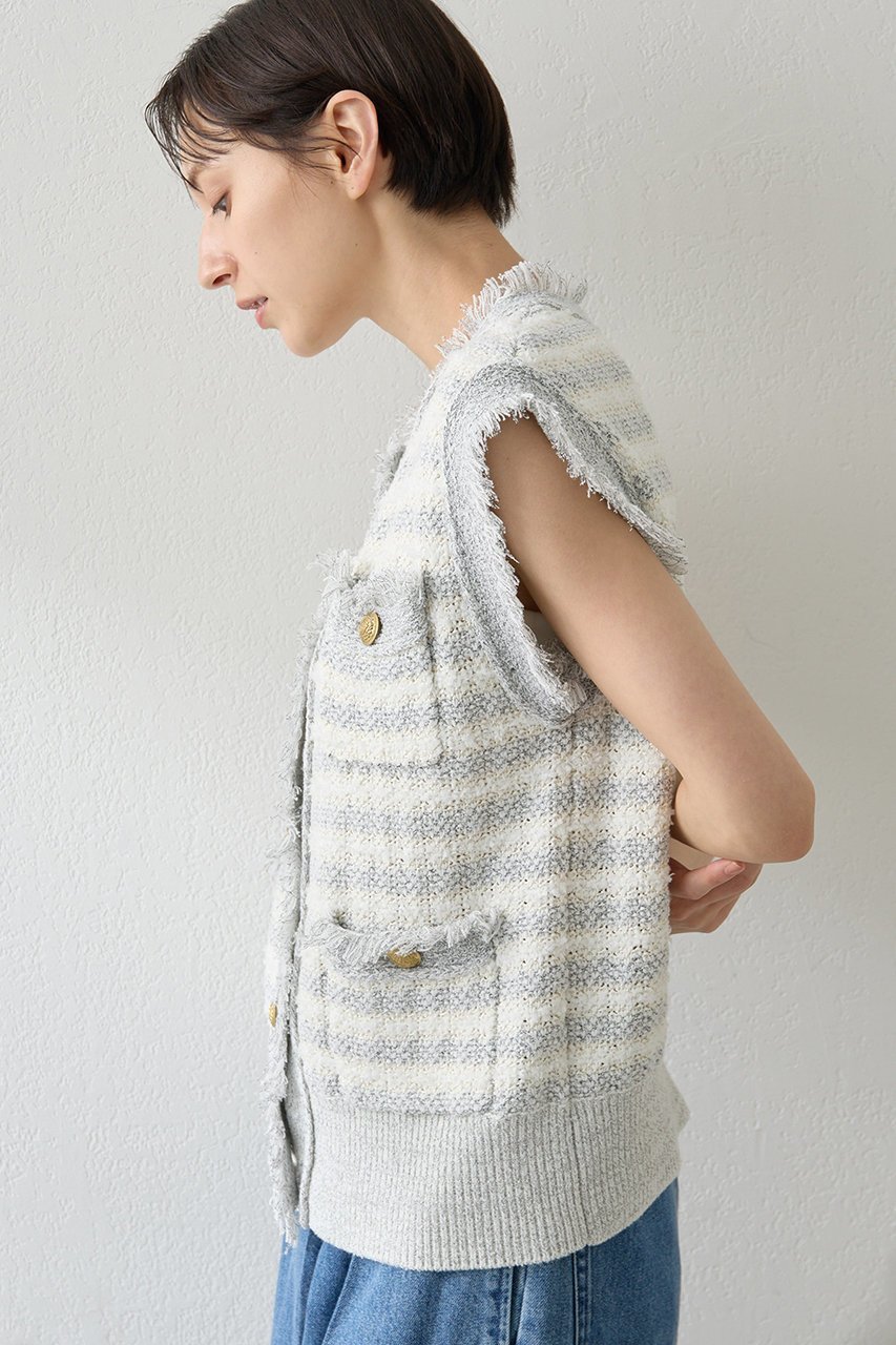 【ウィムガゼット/Whim Gazette】のツィードニットジレ 人気、トレンドファッション・服の通販 founy(ファニー) 　ファッション　Fashion　レディースファッション　Fashion for Women　アウター　Coat / Outerwear Collection　レディースジャケット・軽アウター　Jackets　クラシカル　Classical, Vintage-Inspired　クラシック　Classic, Timeless Style　ジャケット　Jacket, Outerwear　ツイード　Twill, Twill Weave　ベスト　Vest, Waistcoat　ミックス　Mix, Mixed Style　モダン　Modern, Contemporary　ラグジュアリー　Luxury, Elegant　other-3|ID: prp329100004619153 ipo3291000000035625439