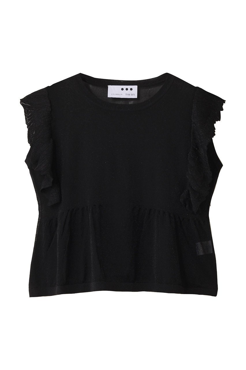 【エリオポール/heliopole】の【THREE DOTS】ラッフルトップ 人気、トレンドファッション・服の通販 founy(ファニー) 　ファッション　Fashion　レディースファッション　Fashion for Women　トップス・カットソー　Cut & Sew Tops　ニット　Knit Tops & Sweaters　カジュアルプルオーバー・ニットトップス　Pullovers & Knit Tops / Casual Pullovers　2025年　2025　2025-2026秋冬・A/W　Autumn/Winter 2025–26 AW25–26　デニム　Denim, Jeans Material　フレア　Flare, Flared　A/W・秋冬　Autumn/Winter　 other-1|ID: prp329100004619154 ipo3291000000033124049