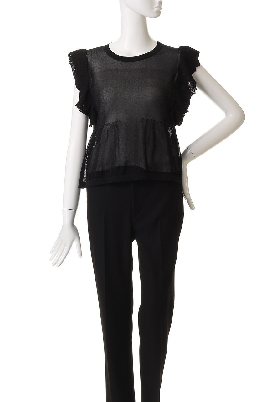 【エリオポール/heliopole】の【THREE DOTS】ラッフルトップ 人気、トレンドファッション・服の通販 founy(ファニー) 　ファッション　Fashion　レディースファッション　Fashion for Women　トップス・カットソー　Cut & Sew Tops　ニット　Knit Tops & Sweaters　カジュアルプルオーバー・ニットトップス　Pullovers & Knit Tops / Casual Pullovers　2025年　2025　2025-2026秋冬・A/W　Autumn/Winter 2025–26 AW25–26　デニム　Denim, Jeans Material　フレア　Flare, Flared　A/W・秋冬　Autumn/Winter　other-2|ID: prp329100004619154 ipo3291000000033124051