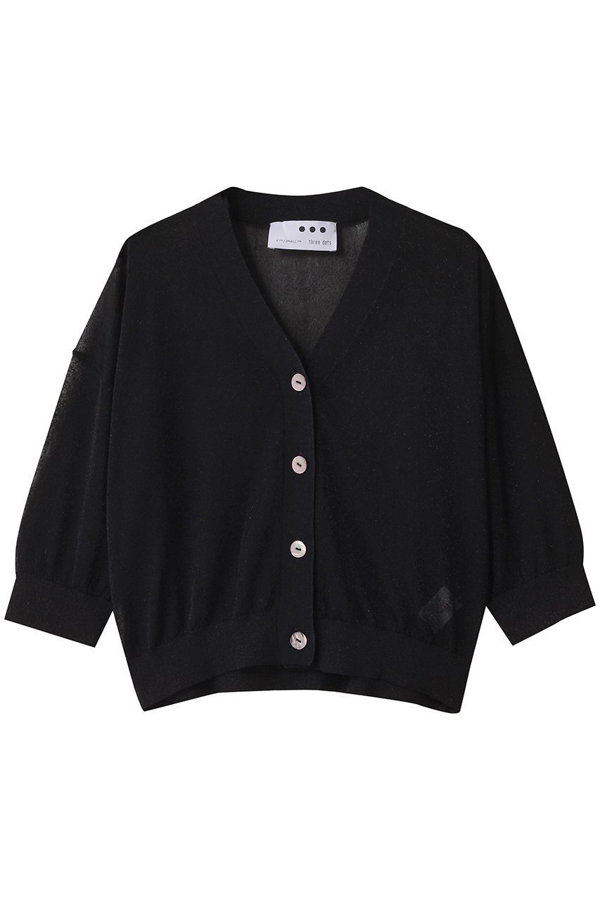 【エリオポール/heliopole】の【THREE DOTS】ハーフスリーブカーディガン インテリア・キッズ・メンズ・レディースファッション・服の通販 founy(ファニー) 　ファッション　Fashion　レディースファッション　Fashion for Women　トップス・カットソー　Cut & Sew Tops　ニット　Knit Tops & Sweaters　カーディガン・羽織り　Layered Style Cardigans　2025年　2025　2025-2026秋冬・A/W　Autumn/Winter 2025–26 AW25–26　おすすめ　Recommended / Our Picks　カーディガン　Cardigan, Knitwear　シアー　Sheer, See-Through　A/W・秋冬　Autumn/Winter　ブラック|ID: prp329100004619155 ipo3291000000033124059