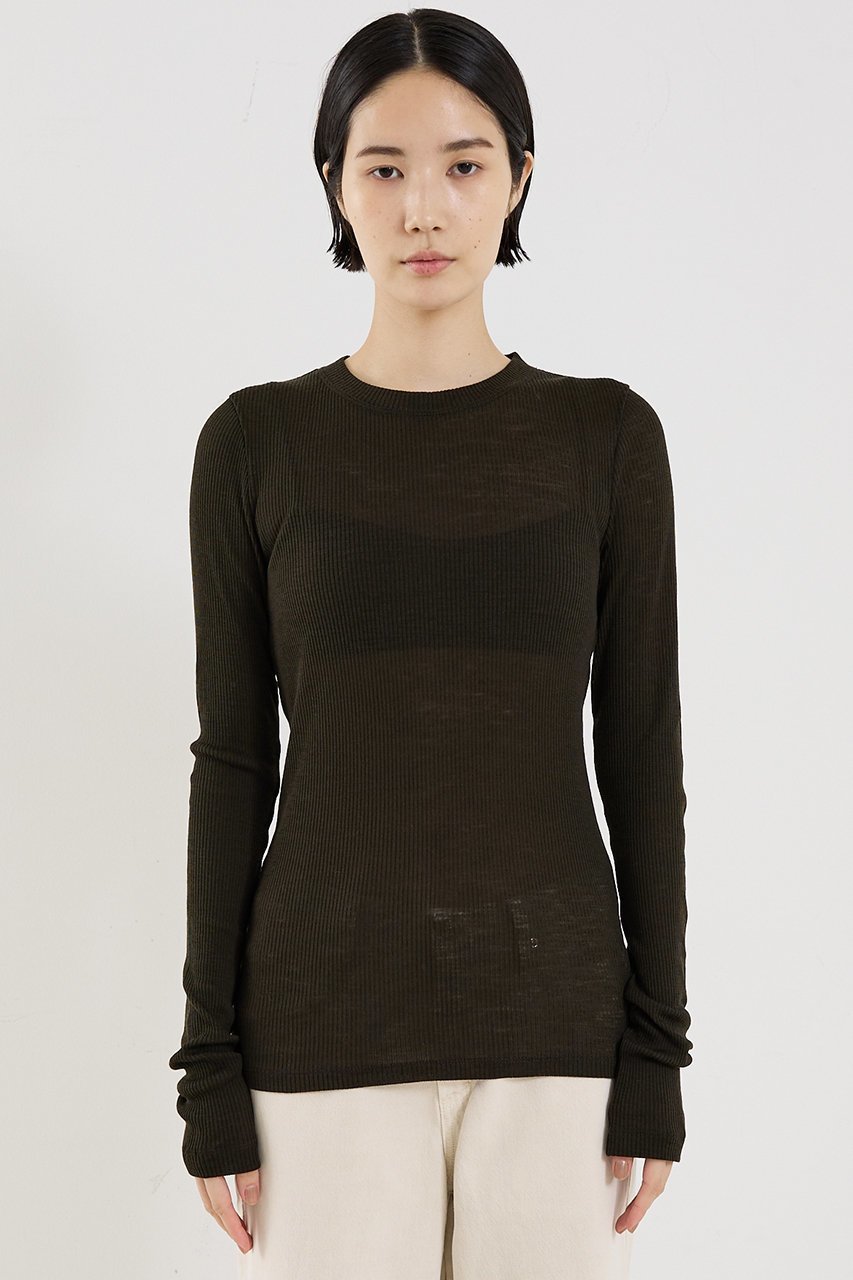 【ザ ストア バイ シー/THE STORE by C】の【COCUCA】ウールシフォンリブプルオーバー 人気、トレンドファッション・服の通販 founy(ファニー) 　ファッション　Fashion　レディースファッション　Fashion for Women　トップス・カットソー　Cut & Sew Tops　シャツ・ブラウス・オフィスカジュアル　Elegant Blouses & Button-Ups　ロングTシャツ・Tシャツ　Longline T-Shirts & Tees　カジュアルプルオーバー・ニットトップス　Pullovers & Knit Tops / Casual Pullovers　カットソー・ベーシックTシャツ　Cut-and-Sewn Tops / Stretch Tees & Basics　2025年　2025　2025-2026秋冬・A/W　Autumn/Winter 2025–26 AW25–26　インナー　Innerwear　シアー　Sheer, See-Through　スリーブ　Sleeve, Long Sleeve / Short Sleeve　ロング　Long, Long-Length　今季　This Season, Current Season　A/W・秋冬　Autumn/Winter　other-5|ID: prp329100004620184 ipo3291000000033138070