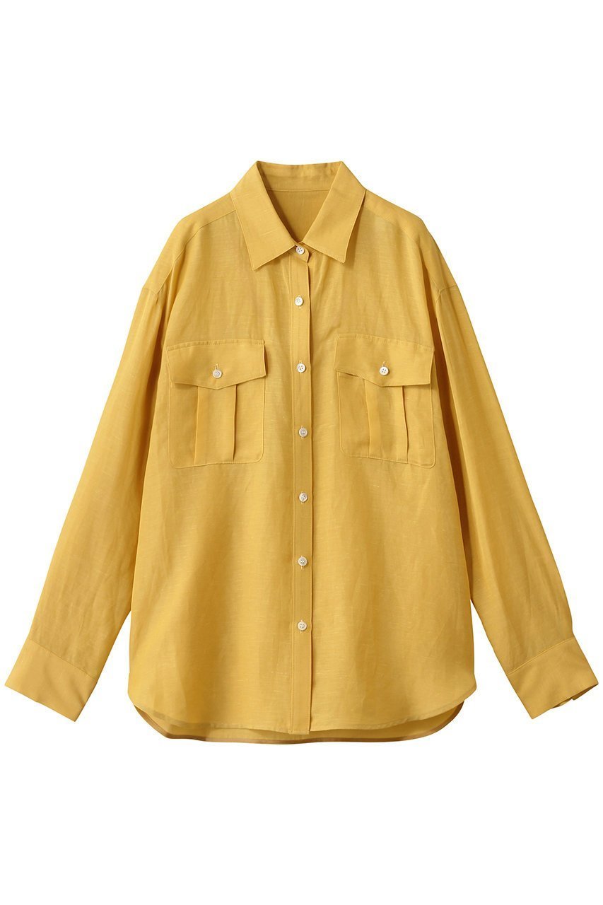 【アルアバイル/allureville】のシアーリネンサファリシャツ インテリア・キッズ・メンズ・レディースファッション・服の通販 founy(ファニー) 　ファッション　Fashion　レディースファッション　Fashion for Women　トップス・カットソー　Cut & Sew Tops　シャツ・ブラウス・オフィスカジュアル　Elegant Blouses & Button-Ups　2025年　2025　2025-2026秋冬・A/W　Autumn/Winter 2025–26 AW25–26　なめらか　Smooth, Silky Texture　スリーブ　Sleeve, Long Sleeve / Short Sleeve　ポケット　Pocket, Pocket Detail　リネン　Linen, Linen Fabric　ロング　Long, Long-Length　エレガント 上品　Elegant　A/W・秋冬　Autumn/Winter　イエロー|ID: prp329100004620199 ipo3291000000033138184