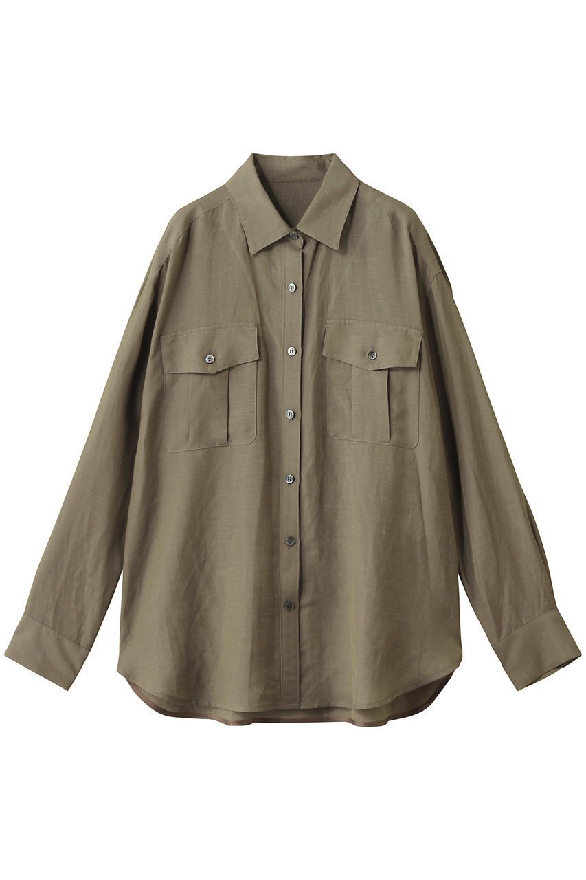 【アルアバイル/allureville】のシアーリネンサファリシャツ インテリア・キッズ・メンズ・レディースファッション・服の通販 founy(ファニー) 　ファッション　Fashion　レディースファッション　Fashion for Women　トップス・カットソー　Cut & Sew Tops　シャツ・ブラウス・オフィスカジュアル　Elegant Blouses & Button-Ups　2025年　2025　2025-2026秋冬・A/W　Autumn/Winter 2025–26 AW25–26　なめらか　Smooth, Silky Texture　スリーブ　Sleeve, Long Sleeve / Short Sleeve　ポケット　Pocket, Pocket Detail　リネン　Linen, Linen Fabric　ロング　Long, Long-Length　エレガント 上品　Elegant　A/W・秋冬　Autumn/Winter　カーキ|ID: prp329100004620199 ipo3291000000033138186