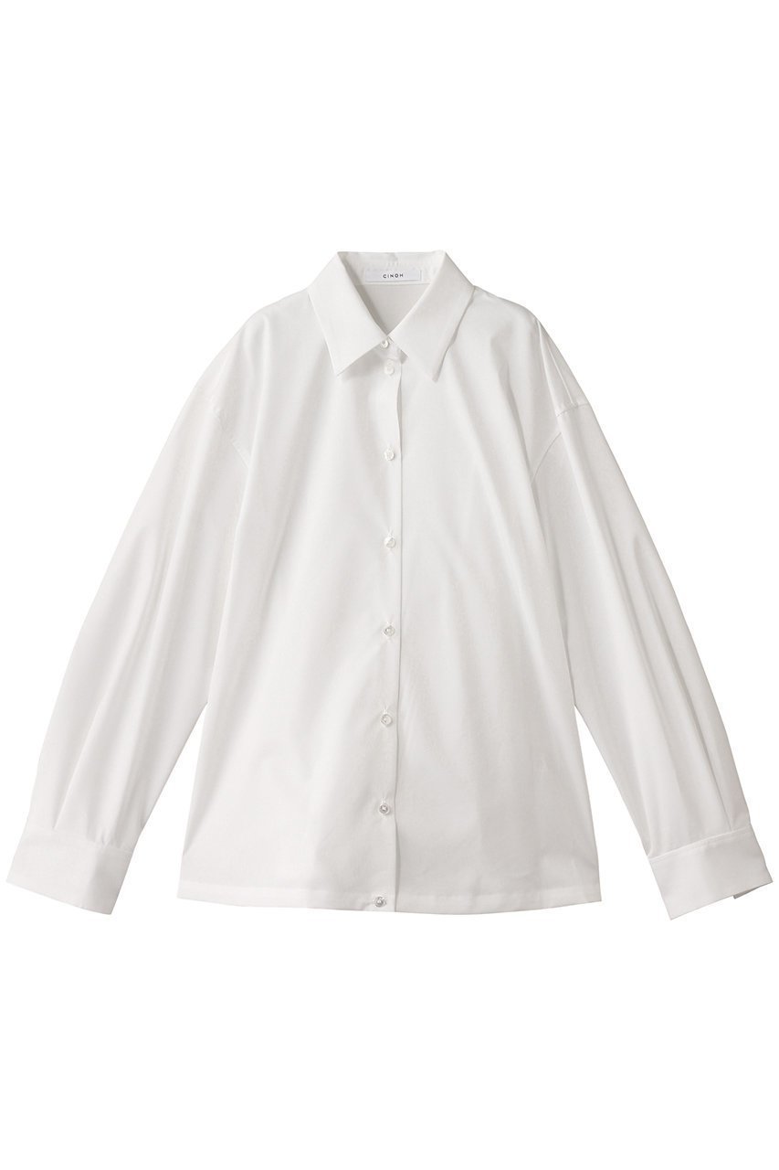 【チノ/CINOH】のSUPIMA コットン バック ギャザー シャツ インテリア・キッズ・メンズ・レディースファッション・服の通販 founy(ファニー) 　ファッション　Fashion　レディースファッション　Fashion for Women　トップス・カットソー　Cut & Sew Tops　シャツ・ブラウス・オフィスカジュアル　Elegant Blouses & Button-Ups　バッグ　Bags　カフス　Cuff Design　ギャザー　Gathered, Ruffled　シンプル　Simple, Minimal　スリーブ　Sleeve, Long Sleeve / Short Sleeve　スーピマ　Supima, Premium Cotton　フォルム　Silhouette, Form　フロント　Front, Front Design　ブラウジング　Blouson Silhouette, Cinched Waist　ロング　Long, Long-Length　ホワイト|ID: prp329100004620216 ipo3291000000035560816