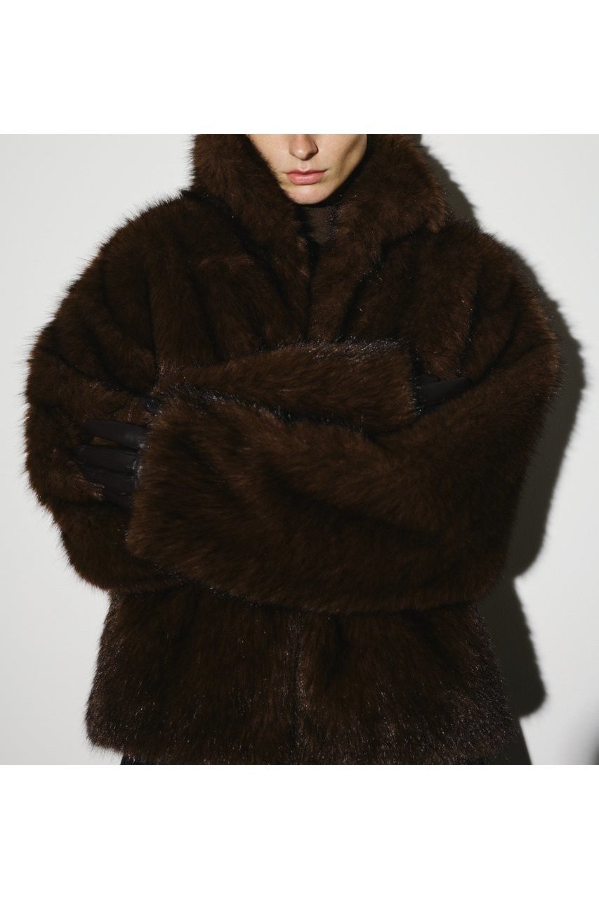 【リムアーク/RIM.ARK】の【7/25 12:00販売開始】High collar faux fur jacket/ジャケット インテリア・キッズ・メンズ・レディースファッション・服の通販 founy(ファニー) 　ファッション　Fashion　レディースファッション　Fashion for Women　アウター　Coat / Outerwear Collection　レディースジャケット・軽アウター　Jackets　シンプル　Simple, Minimal　ジャケット　Jacket, Outerwear　バランス　Balance, Style Balance　フェイクファー　Faux Fur, Imitation Fur　新作・新入荷　New Arrivals / New In　A/W・秋冬　Autumn/Winter　ブラウン|ID: prp329100004620237 ipo3291000000033138478
