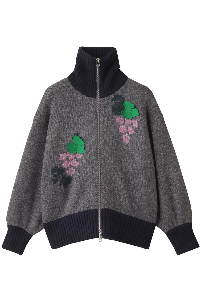 【ミュベール/MUVEIL】のイヌジャカードジップカーディガン インテリア・キッズ・メンズ・レディースファッション・服の通販 founy(ファニー) 　ファッション　Fashion　レディースファッション　Fashion for Women　トップス・カットソー　Cut & Sew Tops　ニット　Knit Tops & Sweaters　カーディガン・羽織り　Layered Style Cardigans　2025年　2025　2025-2026秋冬・A/W　Autumn/Winter 2025–26 AW25–26　カーディガン　Cardigan, Knitwear　フロント　Front, Front Design　モチーフ　Motif, Design Theme　A/W・秋冬　Autumn/Winter　グレー|ID: prp329100004620244 ipo3291000000033138546