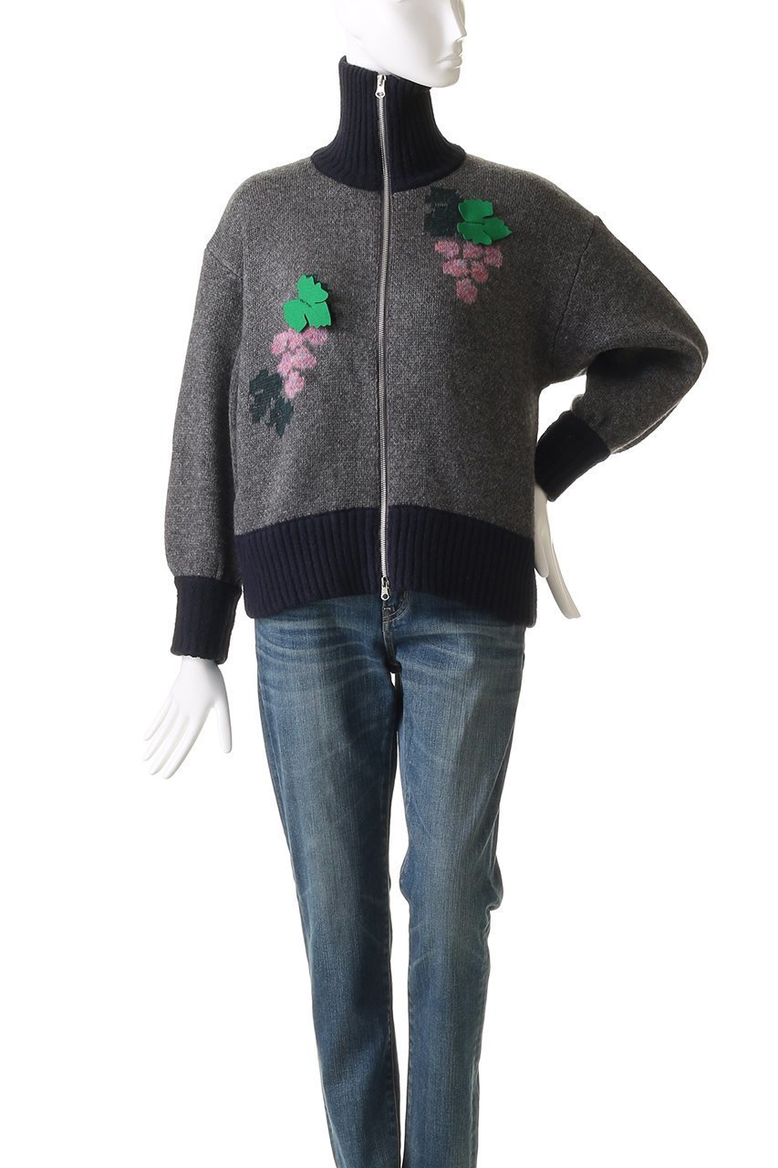 【ミュベール/MUVEIL】のイヌジャカードジップカーディガン 人気、トレンドファッション・服の通販 founy(ファニー) 　ファッション　Fashion　レディースファッション　Fashion for Women　トップス・カットソー　Cut & Sew Tops　ニット　Knit Tops & Sweaters　カーディガン・羽織り　Layered Style Cardigans　2025年　2025　2025-2026秋冬・A/W　Autumn/Winter 2025–26 AW25–26　カーディガン　Cardigan, Knitwear　フロント　Front, Front Design　モチーフ　Motif, Design Theme　A/W・秋冬　Autumn/Winter　other-2|ID: prp329100004620244 ipo3291000000033138548