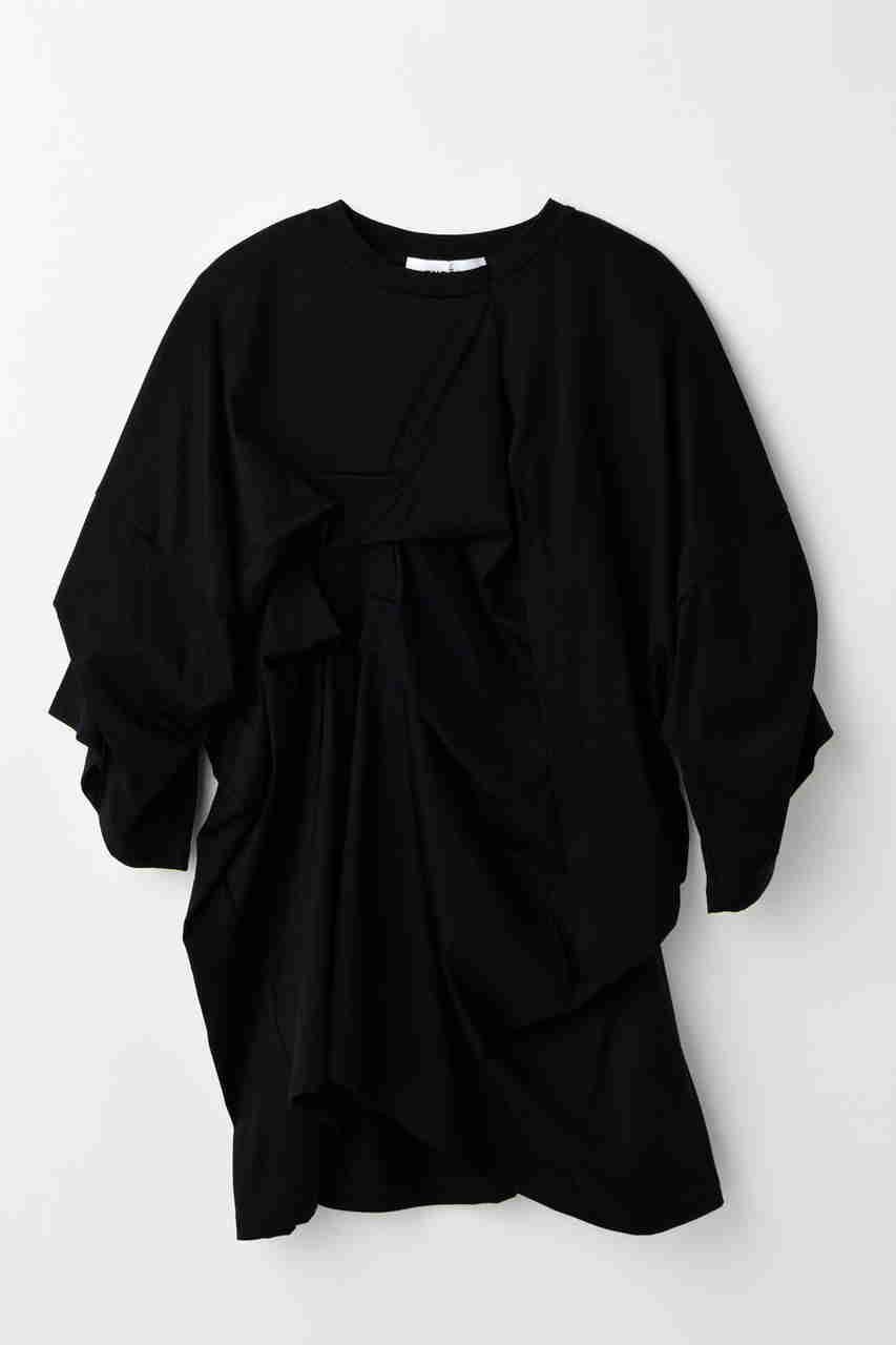 【エンフォルド/ENFOLD】のTUCK T-SHIRT/Tシャツ インテリア・キッズ・メンズ・レディースファッション・服の通販 founy(ファニー) 　ファッション　Fashion　レディースファッション　Fashion for Women　トップス・カットソー　Cut & Sew Tops　シャツ・ブラウス・オフィスカジュアル　Elegant Blouses & Button-Ups　ロングTシャツ・Tシャツ　Longline T-Shirts & Tees　カットソー・ベーシックTシャツ　Cut-and-Sewn Tops / Stretch Tees & Basics　カットソー　Cut and Sewn Top　ショート　Short, Short Length　シンプル　Simple, Minimal　スリーブ　Sleeve, Long Sleeve / Short Sleeve　ランダム　Random, Irregular　再入荷　Restock / Back in Stock　ブラック|ID: prp329100004621161 ipo3291000000033154956