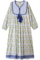 【エスゼット ブロックプリント/SZ Blockprints】のKITTY DRESS ESSA タッセル付きコットンドレス グリーン|ID: prp329100004621166 ipo3291000000036225632