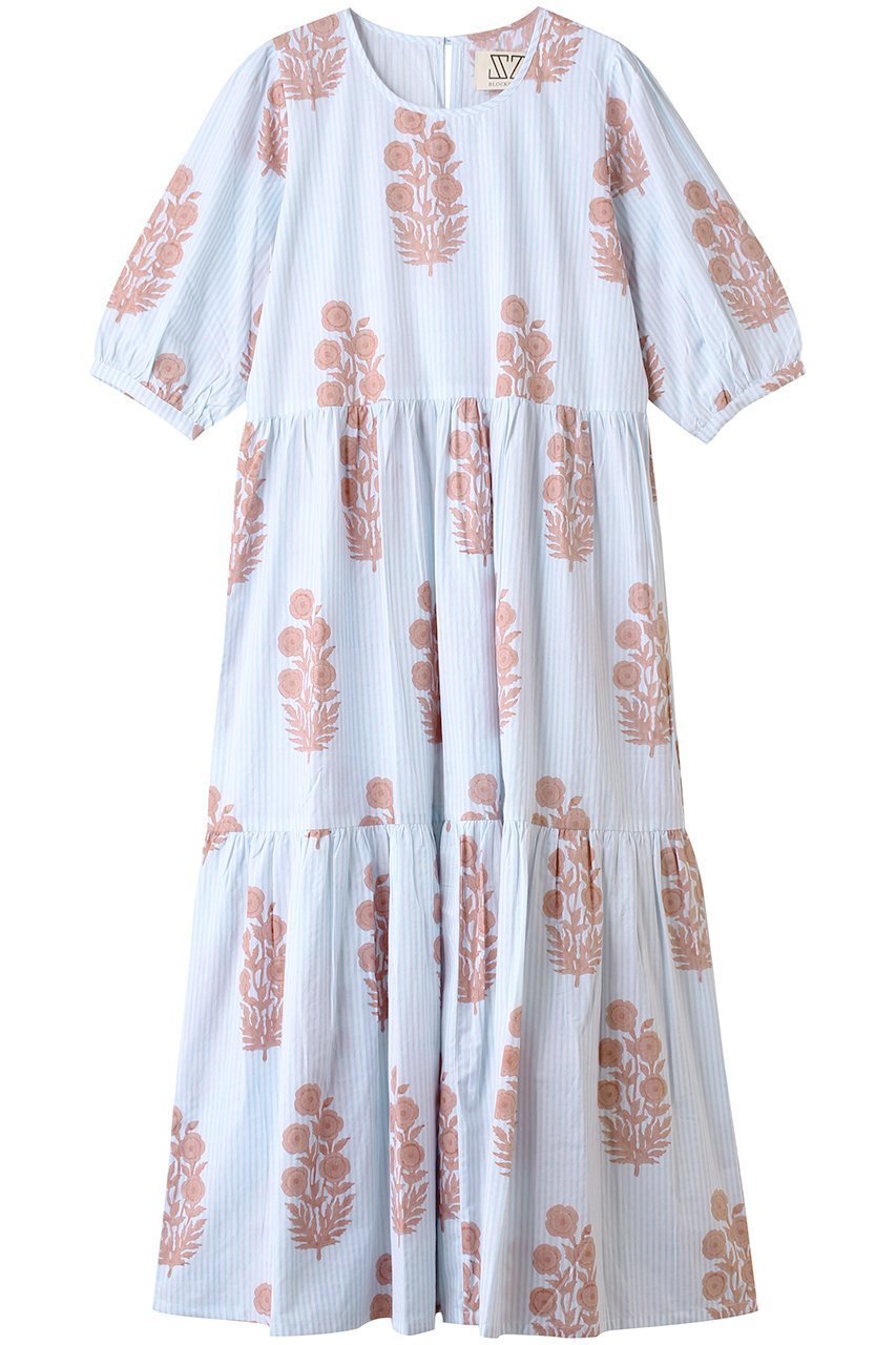 【エスゼット ブロックプリント/SZ Blockprints】のGAIA DRESS POPPY ON THIN STRIPE ティアードドレス インテリア・キッズ・メンズ・レディースファッション・服の通販 founy(ファニー) 　ファッション　Fashion　レディースファッション　Fashion for Women　ワンピース　Dresses　フォーマル・パーティードレス・結婚式用ドレス　Elegant & Casual Dresses　チュニック　Tunic Tops & Dresses　2025年　2025　2025-2026秋冬・A/W　Autumn/Winter 2025–26 AW25–26　コンビ　Combo, Combination Style　ストライプ　Stripe, Striped Pattern　チュニック　Tunic, Long Top　ドレス　Dress, One-Piece　フェミニン　Feminine, Girly　リゾート　Resort, Vacation Style　A/W・秋冬　Autumn/Winter　ライトブルー|ID: prp329100004621167 ipo3291000000033154991