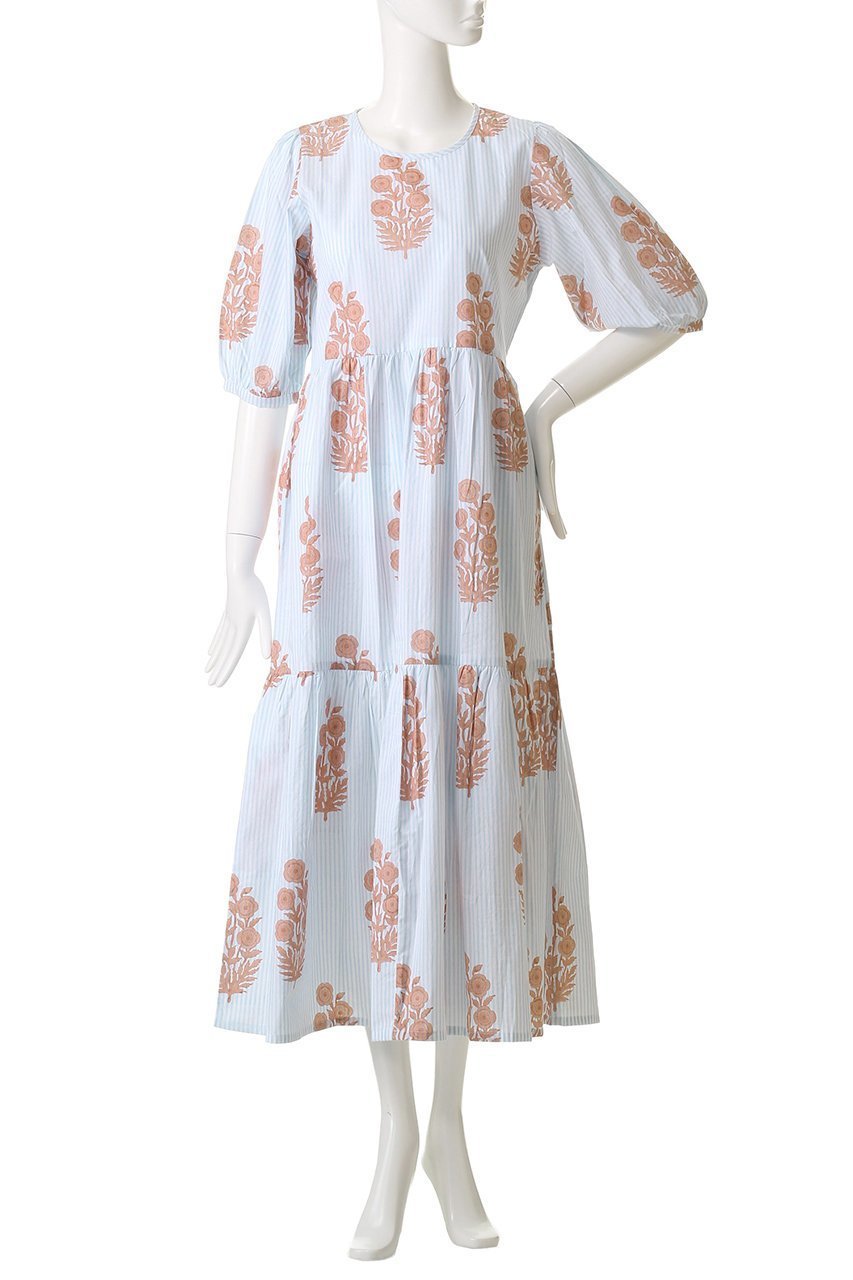 【エスゼット ブロックプリント/SZ Blockprints】のGAIA DRESS POPPY ON THIN STRIPE ティアードドレス 人気、トレンドファッション・服の通販 founy(ファニー) 　ファッション　Fashion　レディースファッション　Fashion for Women　ワンピース　Dresses　フォーマル・パーティードレス・結婚式用ドレス　Elegant & Casual Dresses　チュニック　Tunic Tops & Dresses　2025年　2025　2025-2026秋冬・A/W　Autumn/Winter 2025–26 AW25–26　コンビ　Combo, Combination Style　ストライプ　Stripe, Striped Pattern　チュニック　Tunic, Long Top　ドレス　Dress, One-Piece　フェミニン　Feminine, Girly　リゾート　Resort, Vacation Style　A/W・秋冬　Autumn/Winter　other-2|ID: prp329100004621167 ipo3291000000033154992