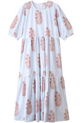 【エスゼット ブロックプリント/SZ Blockprints】 GAIA DRESS POPPY ON THIN STRIPE ティアードドレス人気、トレンドファッション・服の通販 founy(ファニー) ファッション Fashion レディースファッション Fashion for Women ワンピース Dresses フォーマル・パーティードレス・結婚式用ドレス Elegant & Casual Dresses チュニック Tunic Tops & Dresses コンビ Combo, Combination Style ストライプ Stripe, Striped Pattern チュニック Tunic, Long Top ドレス Dress, One-Piece フェミニン Feminine, Girly リゾート Resort, Vacation Style |ID:prp329100004621167