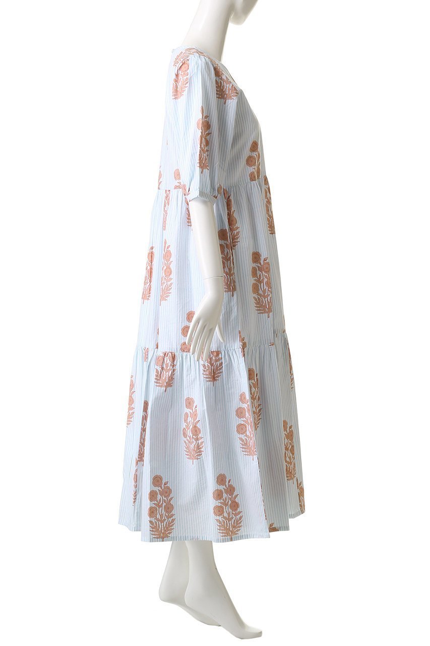 【エスゼット ブロックプリント/SZ Blockprints】のGAIA DRESS POPPY ON THIN STRIPE ティアードドレス 人気、トレンドファッション・服の通販 founy(ファニー) 　ファッション　Fashion　レディースファッション　Fashion for Women　ワンピース　Dresses　フォーマル・パーティードレス・結婚式用ドレス　Elegant & Casual Dresses　チュニック　Tunic Tops & Dresses　コンビ　Combo, Combination Style　ストライプ　Stripe, Striped Pattern　チュニック　Tunic, Long Top　ドレス　Dress, One-Piece　フェミニン　Feminine, Girly　リゾート　Resort, Vacation Style　other-3|ID: prp329100004621167 ipo3291000000036225640