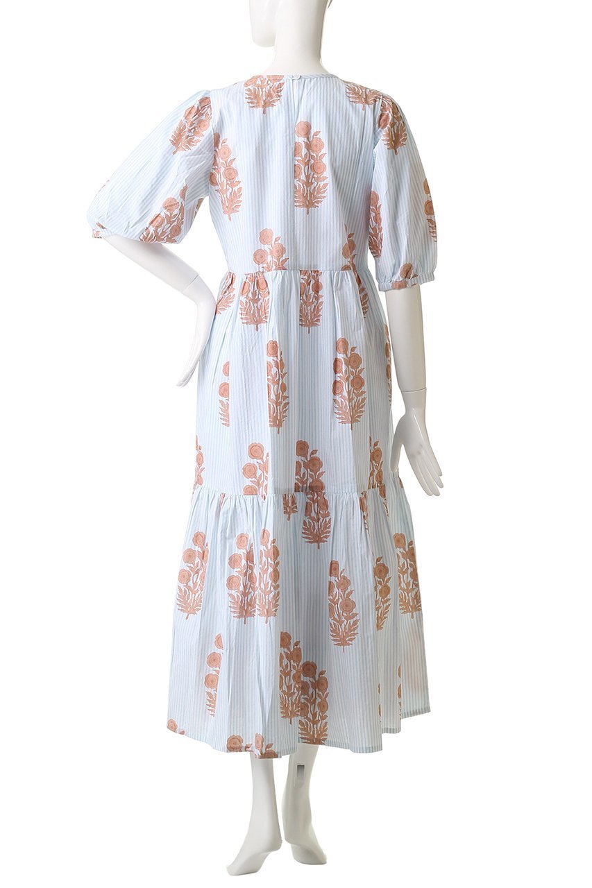 【エスゼット ブロックプリント/SZ Blockprints】のGAIA DRESS POPPY ON THIN STRIPE ティアードドレス 人気、トレンドファッション・服の通販 founy(ファニー) 　ファッション　Fashion　レディースファッション　Fashion for Women　ワンピース　Dresses　フォーマル・パーティードレス・結婚式用ドレス　Elegant & Casual Dresses　チュニック　Tunic Tops & Dresses　コンビ　Combo, Combination Style　ストライプ　Stripe, Striped Pattern　チュニック　Tunic, Long Top　ドレス　Dress, One-Piece　フェミニン　Feminine, Girly　リゾート　Resort, Vacation Style　other-4|ID: prp329100004621167 ipo3291000000036225641