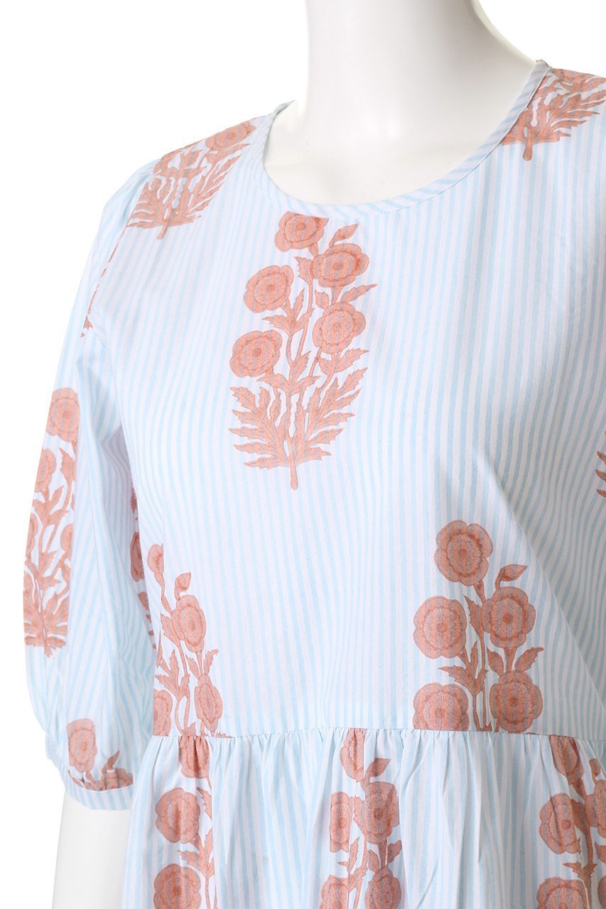 【エスゼット ブロックプリント/SZ Blockprints】のGAIA DRESS POPPY ON THIN STRIPE ティアードドレス 人気、トレンドファッション・服の通販 founy(ファニー) 　ファッション　Fashion　レディースファッション　Fashion for Women　ワンピース　Dresses　フォーマル・パーティードレス・結婚式用ドレス　Elegant & Casual Dresses　チュニック　Tunic Tops & Dresses　コンビ　Combo, Combination Style　ストライプ　Stripe, Striped Pattern　チュニック　Tunic, Long Top　ドレス　Dress, One-Piece　フェミニン　Feminine, Girly　リゾート　Resort, Vacation Style　other-5|ID: prp329100004621167 ipo3291000000036225642