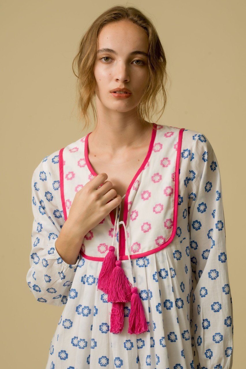 【エスゼット ブロックプリント/SZ Blockprints】のKITTY DRESS DAFFODIL タッセル付きドレス 人気、トレンドファッション・服の通販 founy(ファニー) 　ファッション　Fashion　レディースファッション　Fashion for Women　ワンピース　Dresses　フォーマル・パーティードレス・結婚式用ドレス　Elegant & Casual Dresses　チュニック　Tunic Tops & Dresses　オリエンタル　Oriental Pattern　タッセル　Tassel, Fringe　チュニック　Tunic, Long Top　ドレス　Dress, One-Piece　プリント　Print, Printed Pattern　リラックス　Relax, Relaxed Fit　other-8|ID: prp329100004621169 ipo3291000000033181906