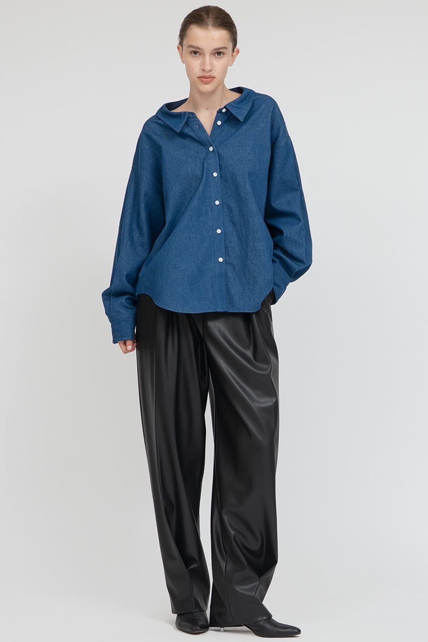 【イロット/IIROT】のINDIGO デニムシャツ 人気、トレンドファッション・服の通販 founy(ファニー) 　ファッション　Fashion　レディースファッション　Fashion for Women　トップス・カットソー　Cut & Sew Tops　シャツ・ブラウス・オフィスカジュアル　Elegant Blouses & Button-Ups　2025年　2025　2025-2026秋冬・A/W　Autumn/Winter 2025–26 AW25–26　スリーブ　Sleeve, Long Sleeve / Short Sleeve　デニム　Denim, Jeans Material　フロント　Front, Front Design　ロング　Long, Long-Length　エレガント 上品　Elegant　A/W・秋冬　Autumn/Winter　other-6|ID: prp329100004621197 ipo3291000000033155225