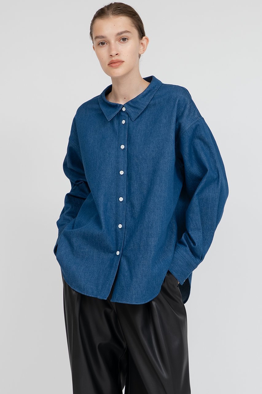 【イロット/IIROT】のINDIGO デニムシャツ 人気、トレンドファッション・服の通販 founy(ファニー) 　ファッション　Fashion　レディースファッション　Fashion for Women　トップス・カットソー　Cut & Sew Tops　シャツ・ブラウス・オフィスカジュアル　Elegant Blouses & Button-Ups　2025年　2025　2025-2026秋冬・A/W　Autumn/Winter 2025–26 AW25–26　スリーブ　Sleeve, Long Sleeve / Short Sleeve　デニム　Denim, Jeans Material　フロント　Front, Front Design　ロング　Long, Long-Length　エレガント 上品　Elegant　A/W・秋冬　Autumn/Winter　other-8|ID: prp329100004621197 ipo3291000000033155227