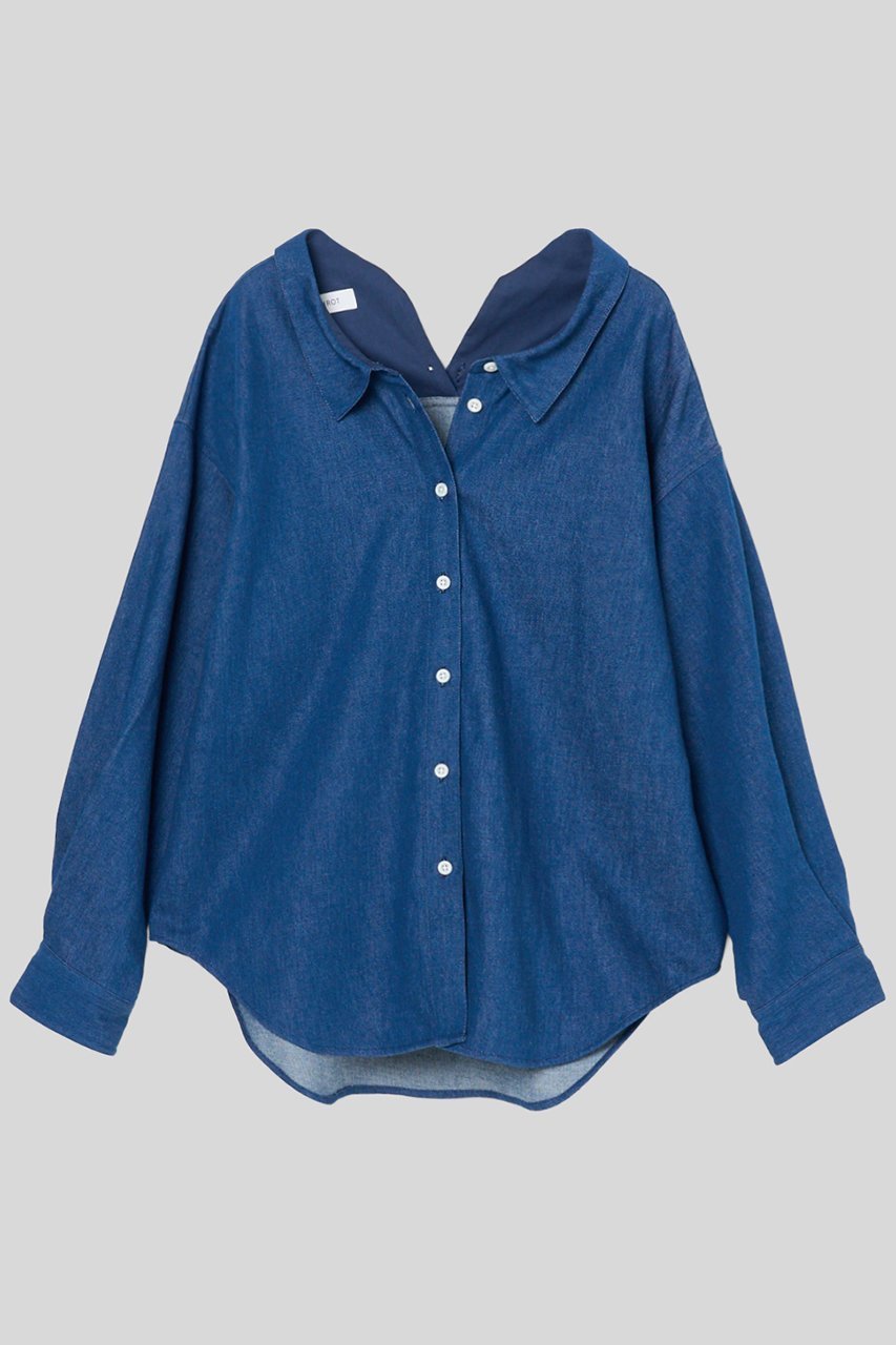 【イロット/IIROT】のINDIGO デニムシャツ 人気、トレンドファッション・服の通販 founy(ファニー) 　ファッション　Fashion　レディースファッション　Fashion for Women　トップス・カットソー　Cut & Sew Tops　シャツ・ブラウス・オフィスカジュアル　Elegant Blouses & Button-Ups　スリーブ　Sleeve, Long Sleeve / Short Sleeve　デニム　Denim, Jeans Material　フロント　Front, Front Design　ロング　Long, Long-Length　エレガント 上品　Elegant　other-3|ID: prp329100004621197 ipo3291000000036063254