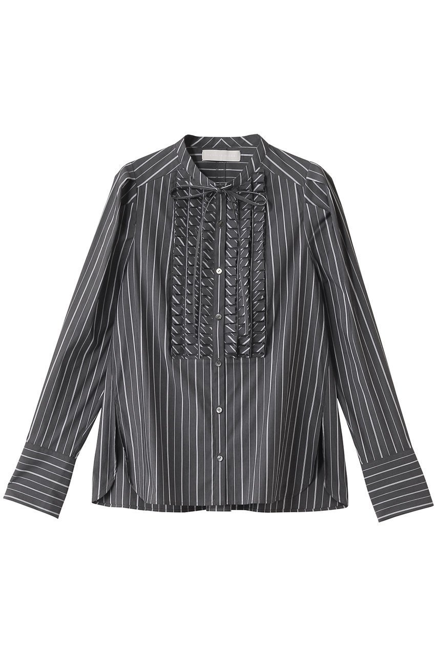 【マリリンムーン/MARILYN MOON】のタックフリルストライプブラウス 人気、トレンドファッション・服の通販 founy(ファニー) 　ファッション　Fashion　レディースファッション　Fashion for Women　トップス・カットソー　Cut & Sew Tops　シャツ・ブラウス・オフィスカジュアル　Elegant Blouses & Button-Ups　2025年　2025　2025-2026秋冬・A/W　Autumn/Winter 2025–26 AW25–26　オケージョン　Occasion Wear　カフス　Cuff Design　クラシック　Classic, Timeless Style　ショルダー　Shoulder, Shoulder Strap　ストライプ　Stripe, Striped Pattern　スリーブ　Sleeve, Long Sleeve / Short Sleeve　フィット　Fit, Slim Fit　フリル　Frill, Ruffle　モダン　Modern, Contemporary　リボン　Ribbon, Bow　ロング　Long, Long-Length　ビジネス 仕事 通勤　Business / Work / Commuting　A/W・秋冬　Autumn/Winter　 other-1|ID: prp329100004621201 ipo3291000000033155241