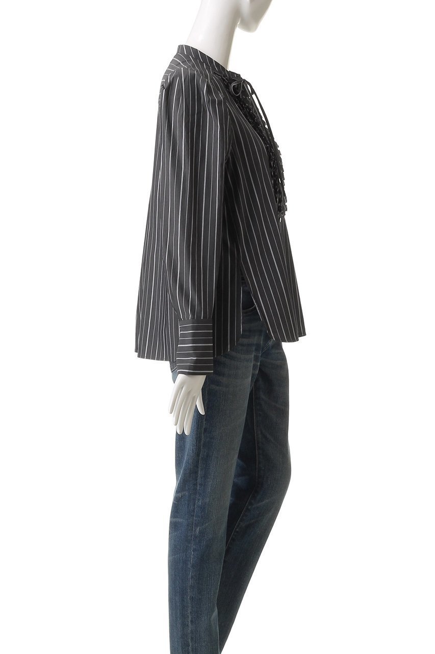 【マリリンムーン/MARILYN MOON】のタックフリルストライプブラウス 人気、トレンドファッション・服の通販 founy(ファニー) 　ファッション　Fashion　レディースファッション　Fashion for Women　トップス・カットソー　Cut & Sew Tops　シャツ・ブラウス・オフィスカジュアル　Elegant Blouses & Button-Ups　オケージョン　Occasion Wear　カフス　Cuff Design　クラシック　Classic, Timeless Style　ショルダー　Shoulder, Shoulder Strap　ストライプ　Stripe, Striped Pattern　スリーブ　Sleeve, Long Sleeve / Short Sleeve　フィット　Fit, Slim Fit　フリル　Frill, Ruffle　モダン　Modern, Contemporary　リボン　Ribbon, Bow　ロング　Long, Long-Length　ビジネス 仕事 通勤　Business / Work / Commuting　other-3|ID: prp329100004621201 ipo3291000000035300669