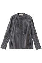 【マリリンムーン/MARILYN MOON】のタックフリルストライプブラウス チャコール|ID: prp329100004621201 ipo3291000000035964854