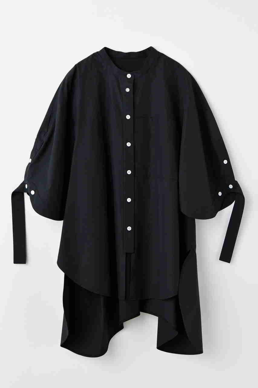 【エンフォルド/ENFOLD】のNOTE SH/シャツ インテリア・キッズ・メンズ・レディースファッション・服の通販 founy(ファニー) 　ファッション　Fashion　レディースファッション　Fashion for Women　トップス・カットソー　Cut & Sew Tops　シャツ・ブラウス・オフィスカジュアル　Elegant Blouses & Button-Ups　スリット　Slit, Slit Detail　スリーブ　Sleeve, Long Sleeve / Short Sleeve　ドレープ　Drape, Draping Fabric　ラウンド　Round, Round Neck　ロング　Long, Long-Length　今季　This Season, Current Season　ブラック|ID: prp329100004621212 ipo3291000000036063265