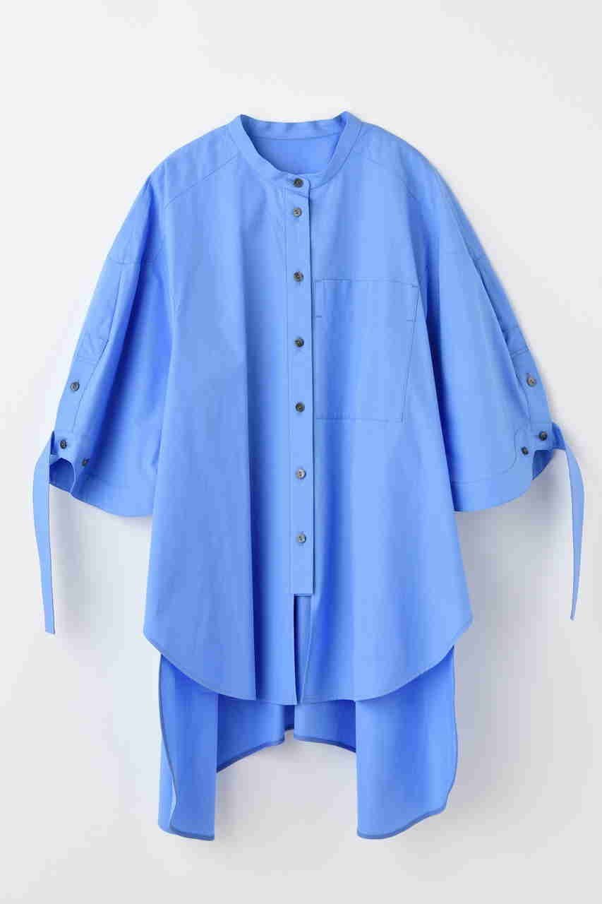 【エンフォルド/ENFOLD】のNOTE SH/シャツ インテリア・キッズ・メンズ・レディースファッション・服の通販 founy(ファニー) 　ファッション　Fashion　レディースファッション　Fashion for Women　トップス・カットソー　Cut & Sew Tops　シャツ・ブラウス・オフィスカジュアル　Elegant Blouses & Button-Ups　スリット　Slit, Slit Detail　スリーブ　Sleeve, Long Sleeve / Short Sleeve　ドレープ　Drape, Draping Fabric　ラウンド　Round, Round Neck　ロング　Long, Long-Length　今季　This Season, Current Season　再入荷　Restock / Back in Stock　ライトブルー|ID: prp329100004621214 ipo3291000000033155321