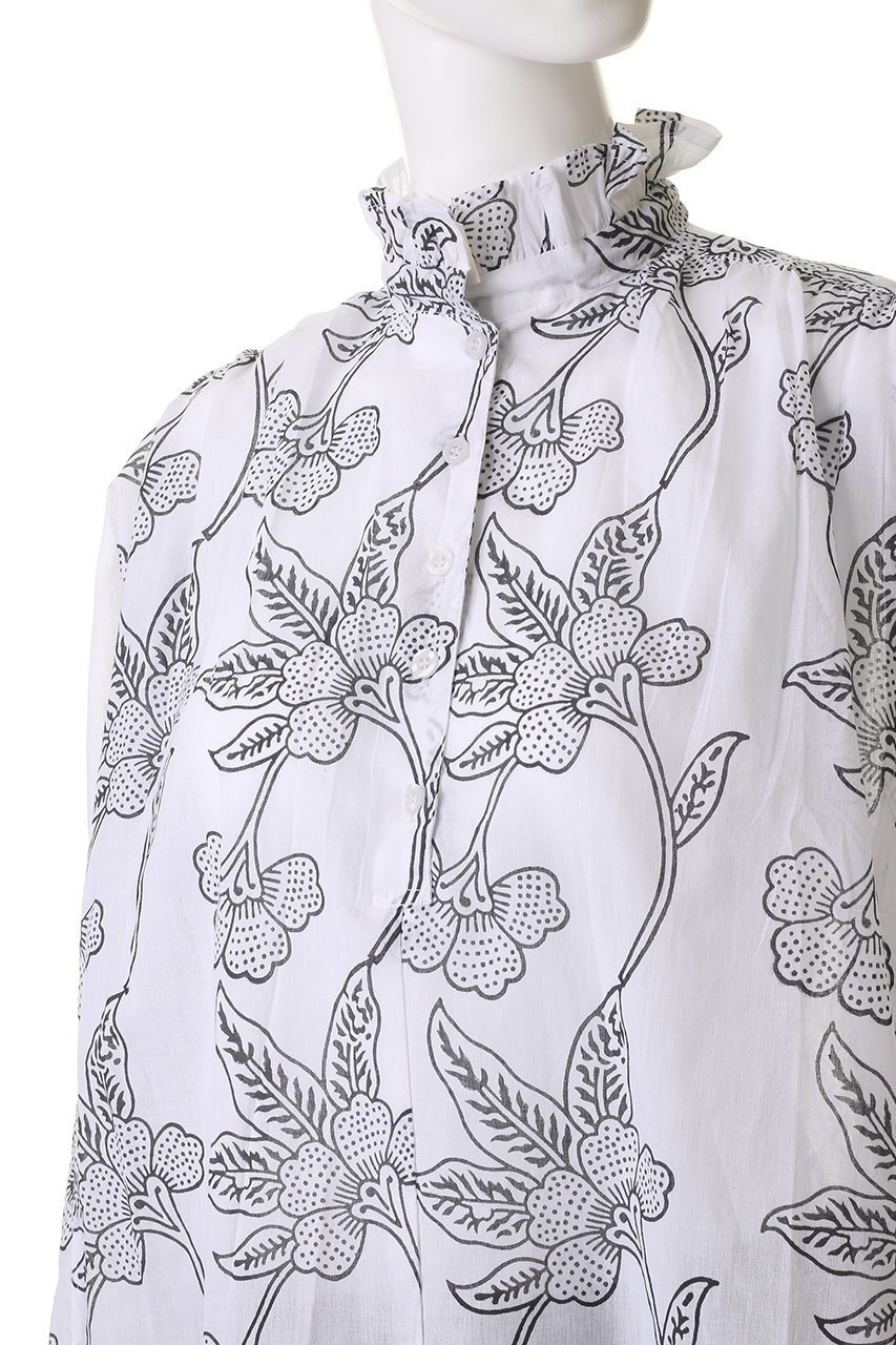 【エスゼット ブロックプリント/SZ Blockprints】のKALI TOP ORCHID フリルスタンドカラーシャツ 人気、トレンドファッション・服の通販 founy(ファニー) ファッション Fashion レディースファッション Fashion for Women トップス・カットソー Cut & Sew Tops シャツ・ブラウス・オフィスカジュアル Elegant Blouses & Button-Ups スタンド Stand Collar, Upright Stand スリーブ Sleeve, Long Sleeve / Short Sleeve フリル Frill, Ruffle プリント Print, Printed Pattern ボトム Bottoms, Lower Wear リゾート Resort, Vacation Style ロング Long, Long-Length エレガント 上品 Elegant other-5|ID: prp329100004621218 ipo3291000000035496150