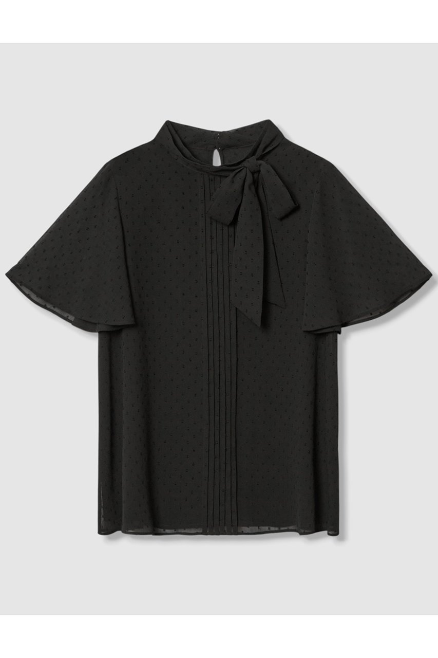【アナイ/ANAYI】のカットドット楊柳ボウタイ ブラウス インテリア・キッズ・メンズ・レディースファッション・服の通販 founy(ファニー) 　ファッション　Fashion　レディースファッション　Fashion for Women　トップス・カットソー　Cut & Sew Tops　シャツ・ブラウス・オフィスカジュアル　Elegant Blouses & Button-Ups　2025年　2025　2025-2026秋冬・A/W　Autumn/Winter 2025–26 AW25–26　シアー　Sheer, See-Through　シフォン　Chiffon, Lightweight Fabric　ショート　Short, Short Length　ジャカード／ジャガード　Jacquard, Woven Pattern　スタンド　Stand Collar, Upright Stand　スリーブ　Sleeve, Long Sleeve / Short Sleeve　ドット　Polka Dot, Dot Pattern　フロント　Front, Front Design　エレガント 上品　Elegant　A/W・秋冬　Autumn/Winter　ブラック|ID: prp329100004621219 ipo3291000000033155350